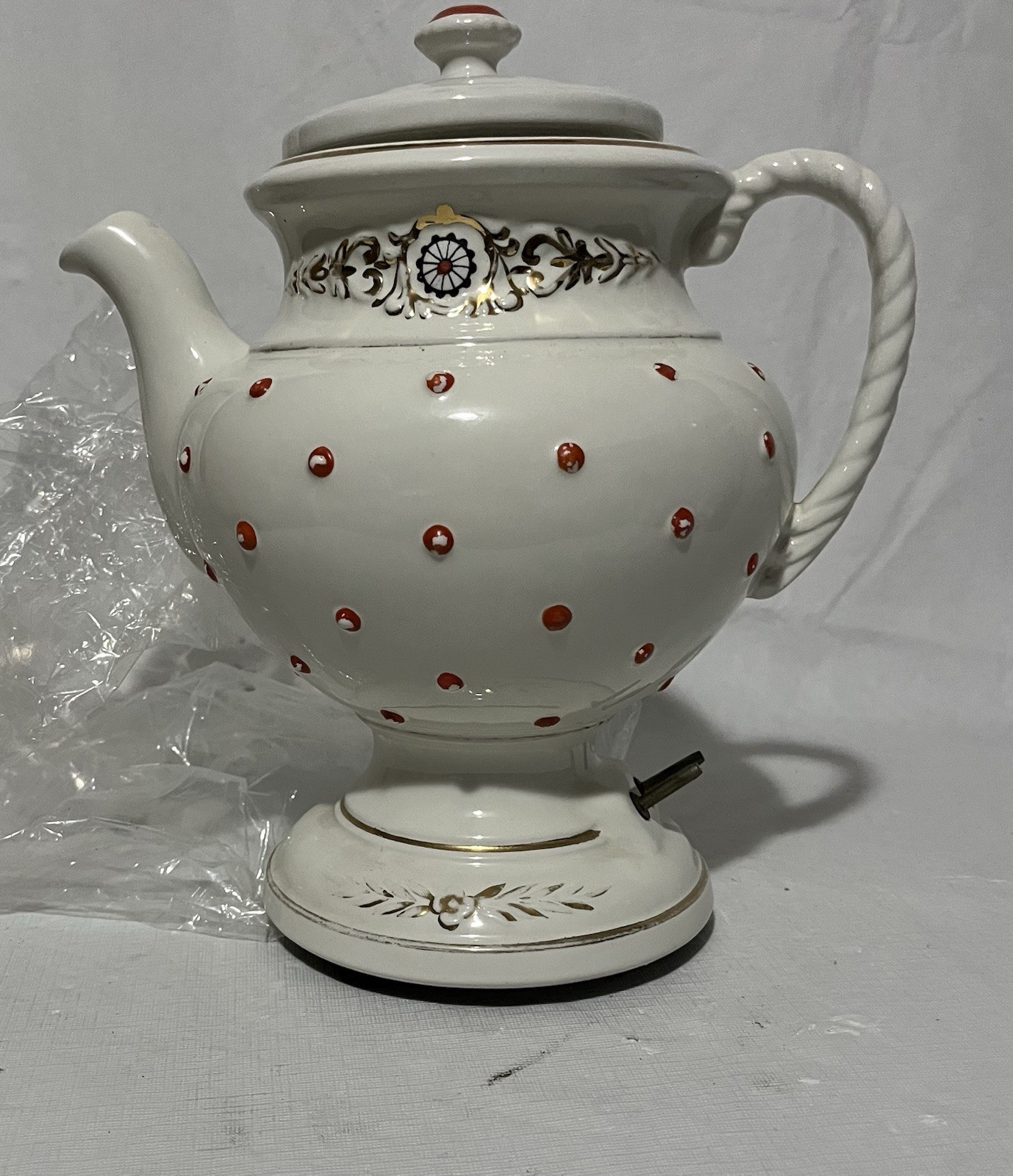 Vintage Porcelier Gold Dots Percolator Coffee Pot Untested 