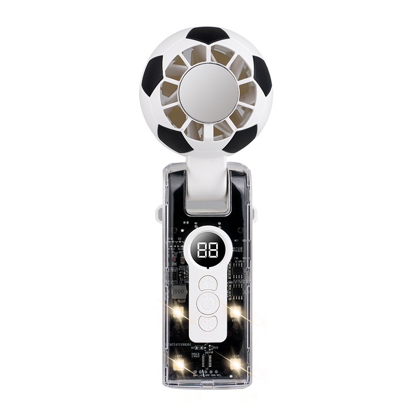 Mini Football Hand Fan USB Charge LED Digital Display Transparent Pocket CoolFan Mini Football Hand Fan USB Charge LED Digital Display Transparent Pocket CoolFan