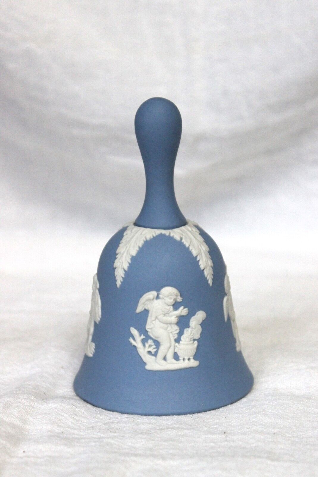 Vintage Wedgwood Blue and White Jasperware Table Bell - Cherubs