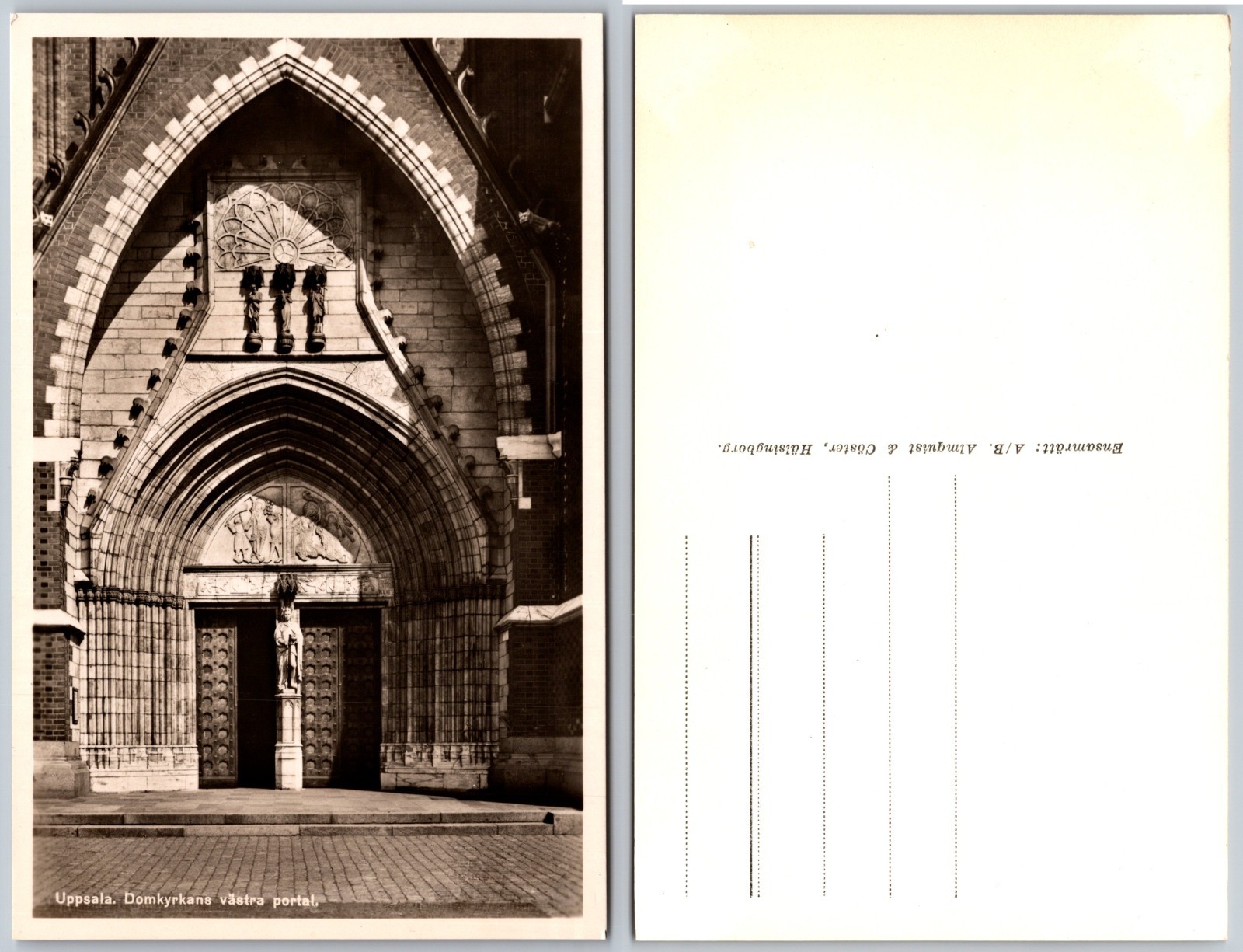 Uppsala Domkyrka West Portal Postcard