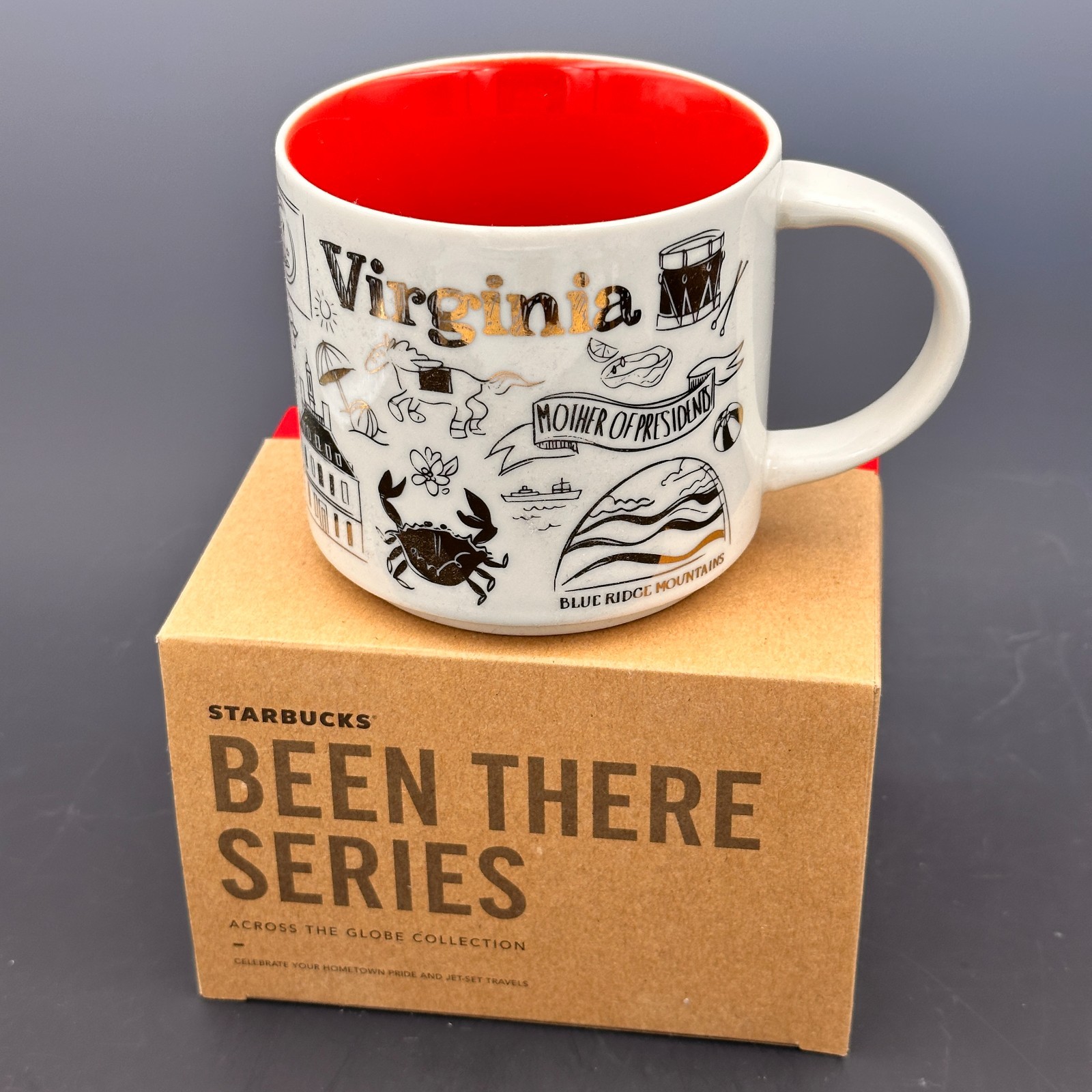 STARBUCKS Been There Series: Virginia VA - Red & Gold Holiday Coffee Mug 14oz