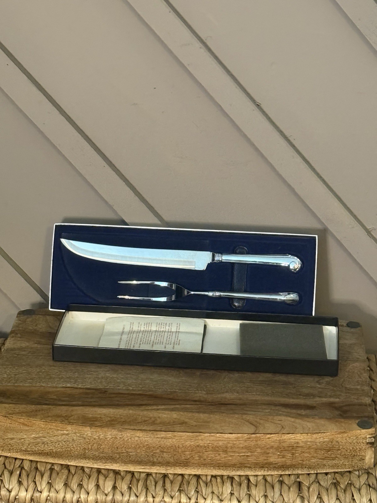 Vintage Towle Cutlery Stainless Steel 2pc Carving Set Knife Fork NIB USA