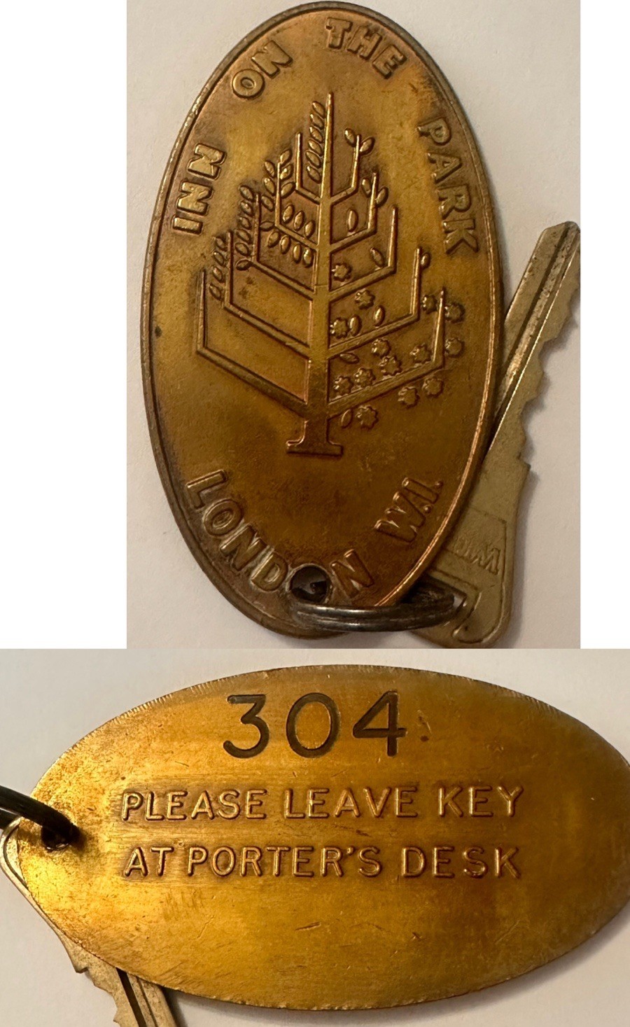 Four Seasons Hotel Inn On The Park London, W.I. UK Brass Hotel Room Key #304 Fob Four Seasons Hotel Inn On The Park London, W.I. UK Brass Hotel Room Key #304 Fob