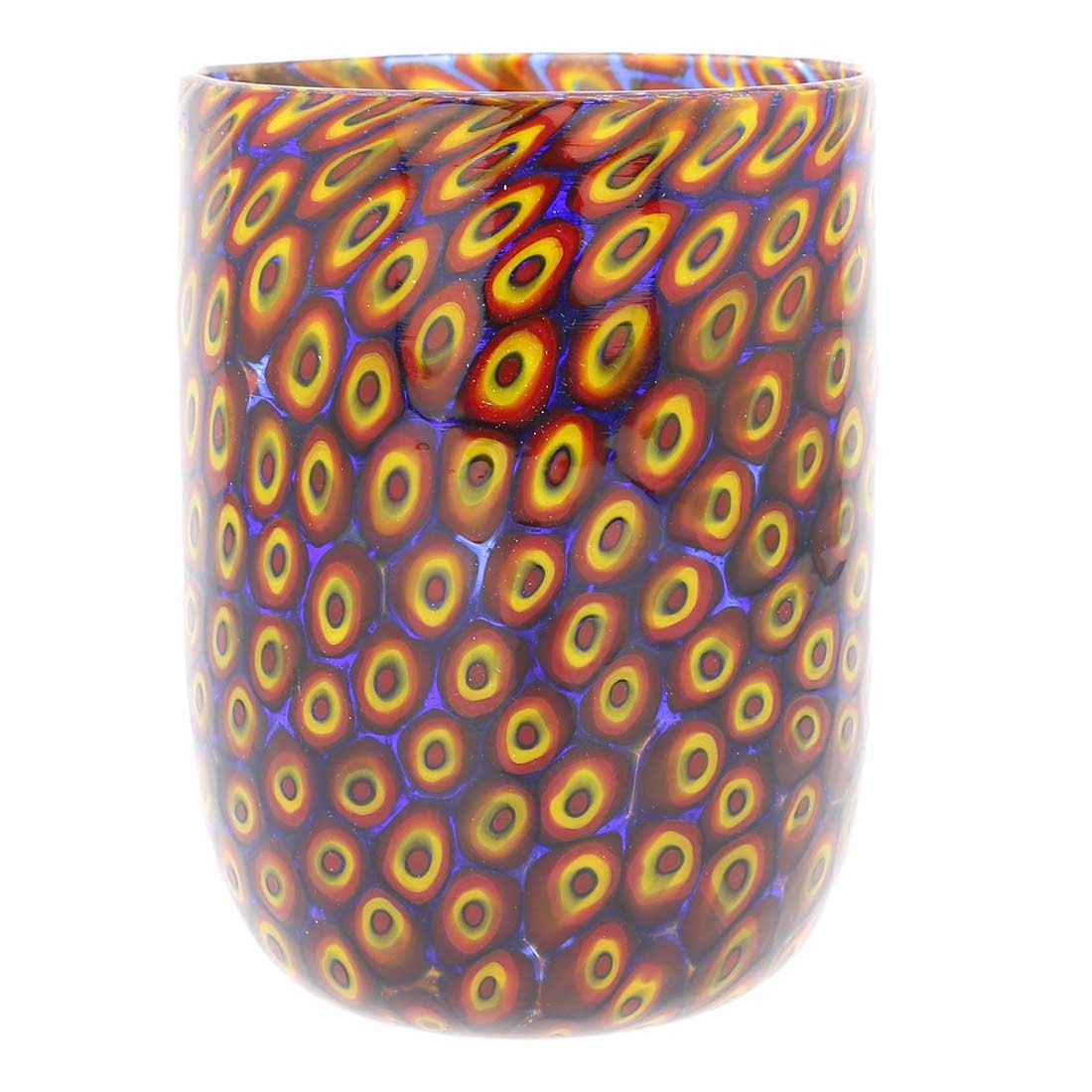 GlassOfVenice Murano Glass Tumbler - Mosaic Red and Yellow