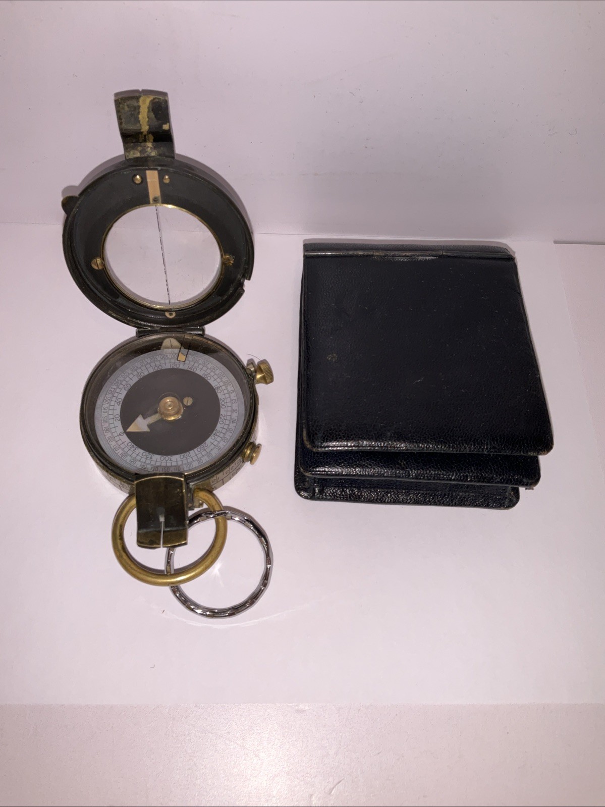 Antique WWI Era Military Prismatic Sighting Compass w/ Case c.1910s