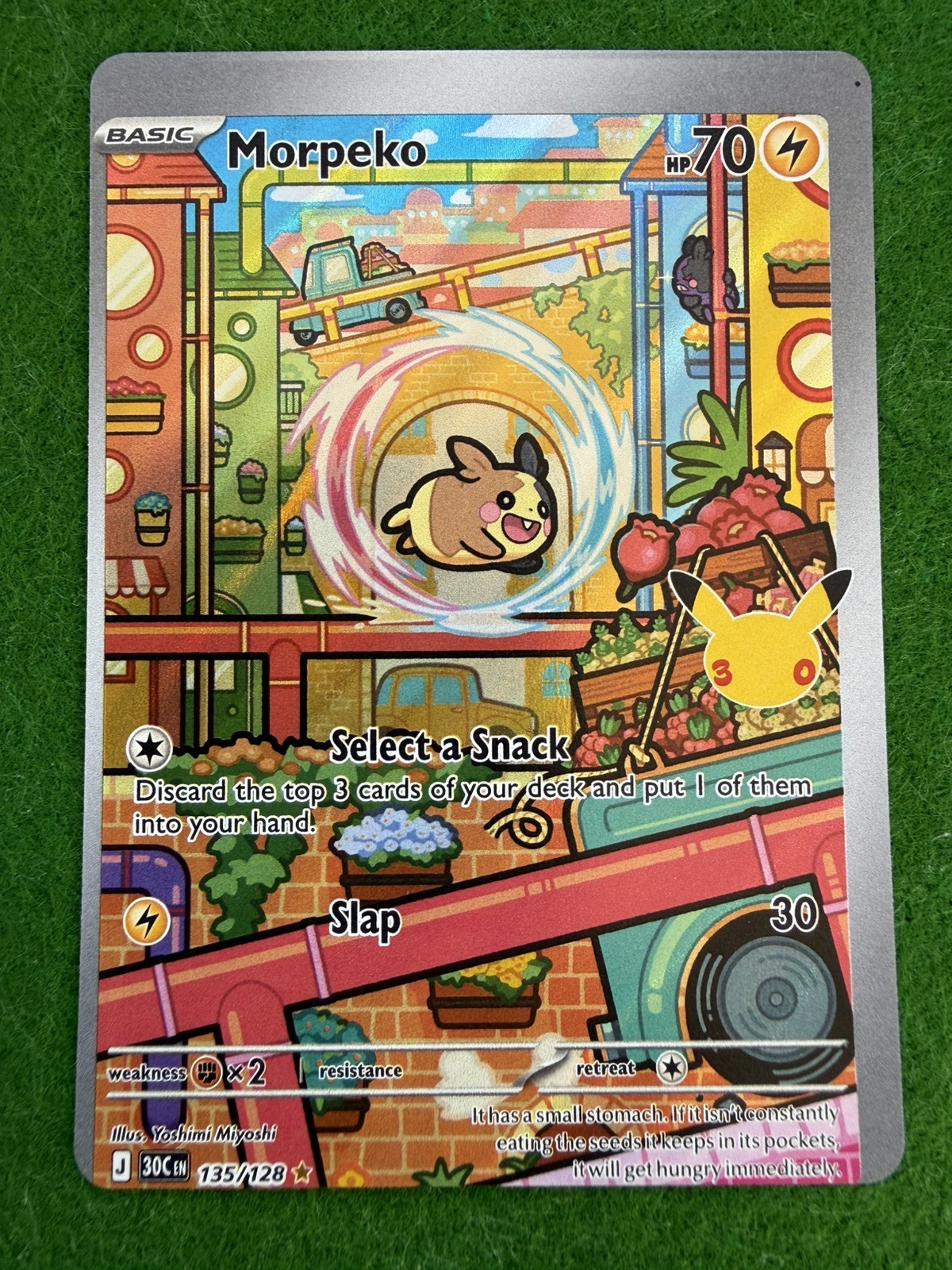Pokemon Morpeko 135/128 30th Celebration MISCUT ERROR Alignment Dots Front Back