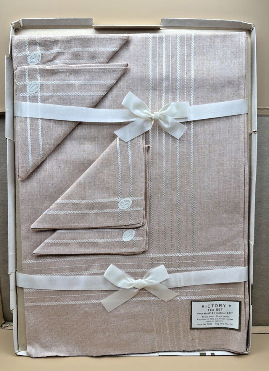 Vintage Victory Pink Luncheon Placemat & Napkin Set, w/ Original Box & Labels Vintage Victory Pink Luncheon Placemat & Napkin Set, w/ Original Box & Labels