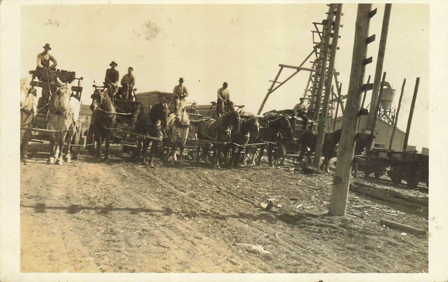 Vintage RPPC Horse Drawn Wagons Industrial Scene Early 1900s Real Photo Postcard Vintage RPPC Horse Drawn Wagons Industrial Scene Early 1900s Real Photo Postcard