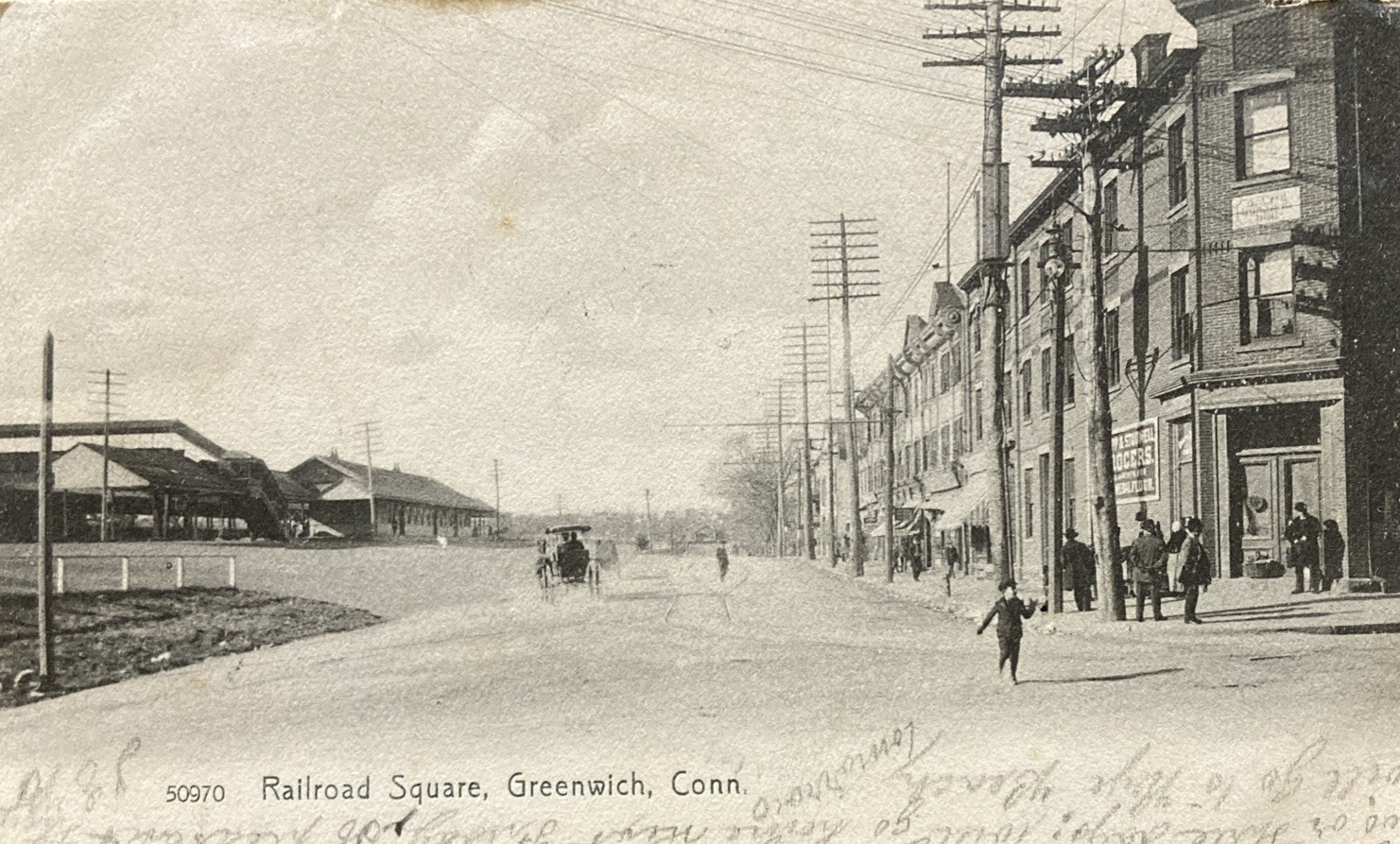 1906 Greenwich Connecticut Railroad Square Postcard Depot 1906 Greenwich Connecticut Railroad Square Postcard Depot
