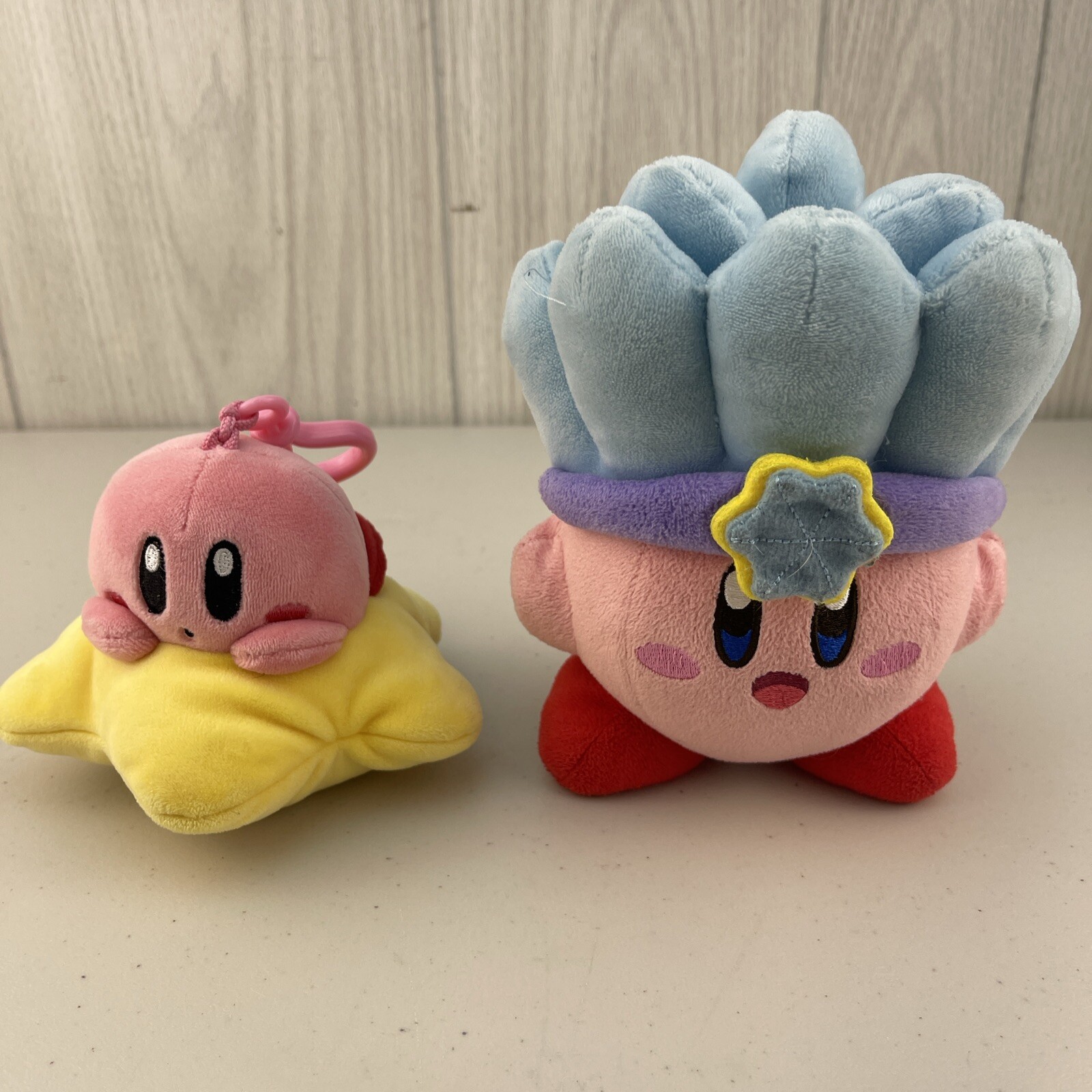 LOT Kirby Adventure All Star ICE Plush Toy Little Buddy + TOMY Clip On WARP STAR