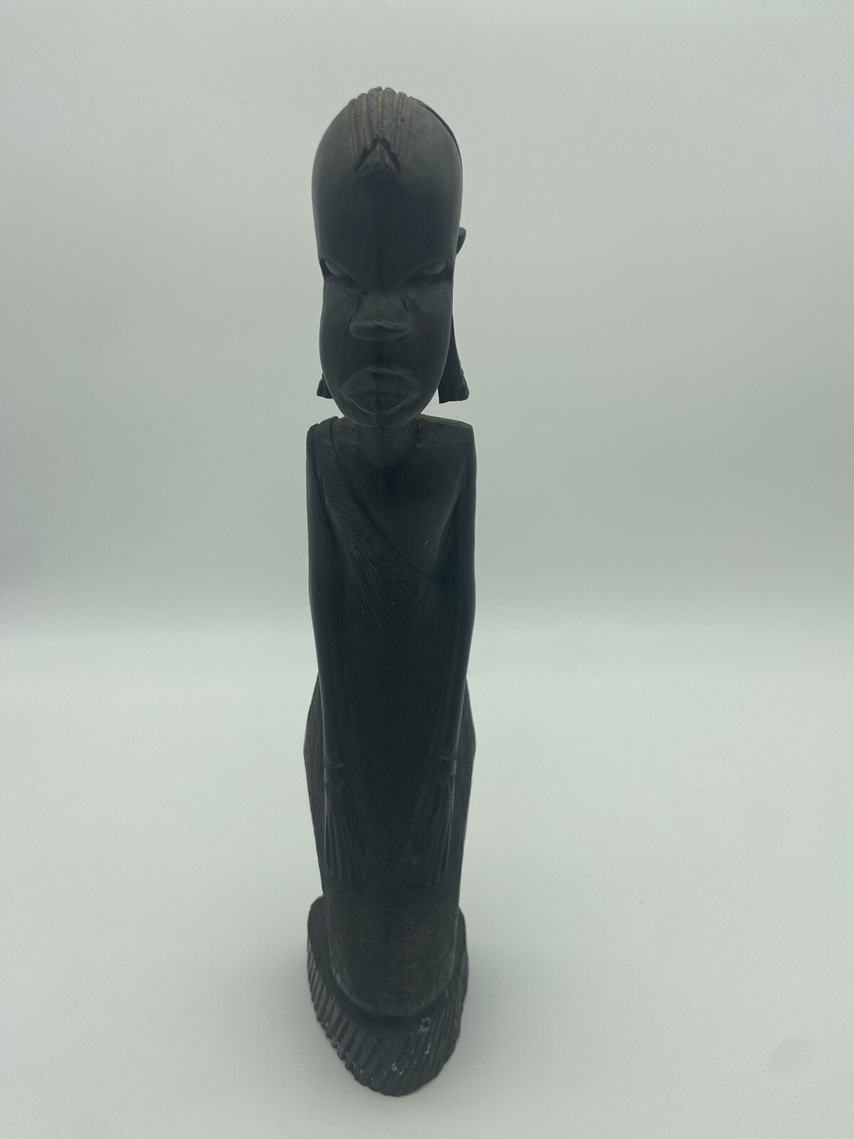 Vintage Besmo Made In Kenya Kneeling Wooden Statue 10.25” Paint Worn At Base Vintage Besmo Made In Kenya Kneeling Wooden Statue 10.25” Paint Worn At Base