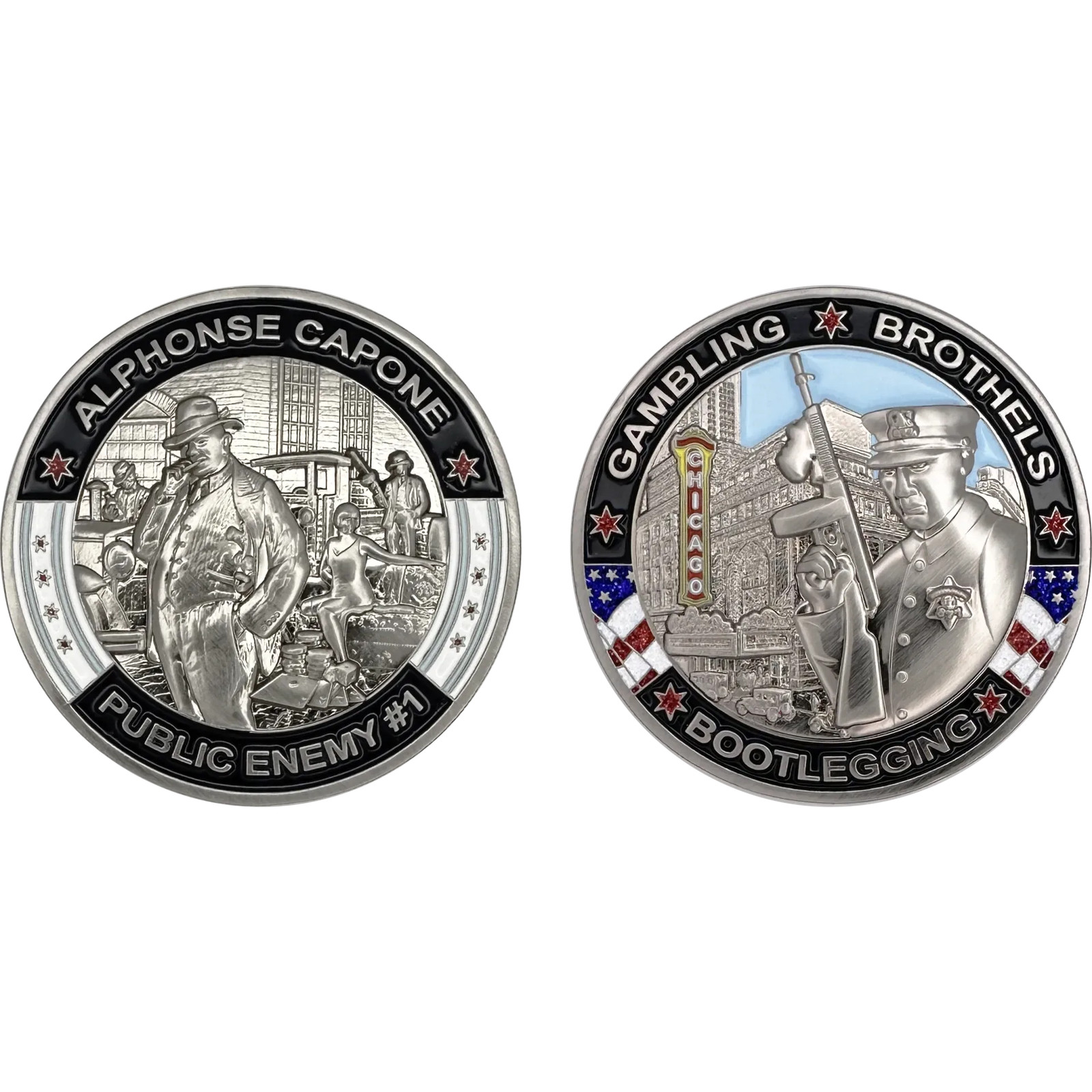 CHICAGO POLICE CHALLENGE COIN: Al Capone - Public Enemy #1, Size: 2\