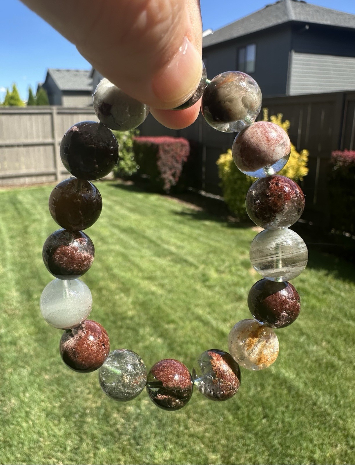 High Quality 13mm Natural Four Season Phantom Quartz Bracelet