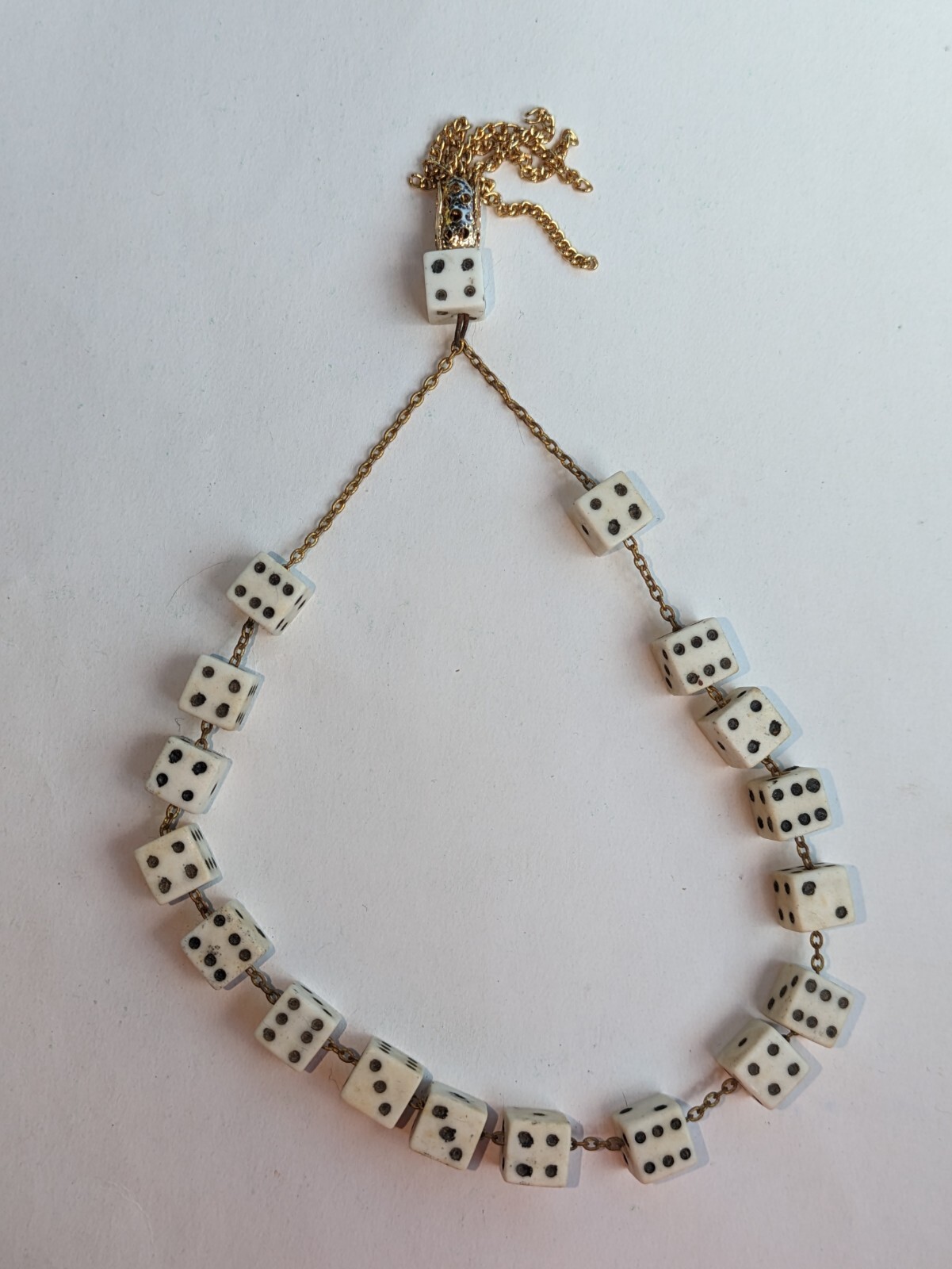 HTF Rare (18) Komboloi White & Black Dice 1960s Greek Worry Beads Vintage
