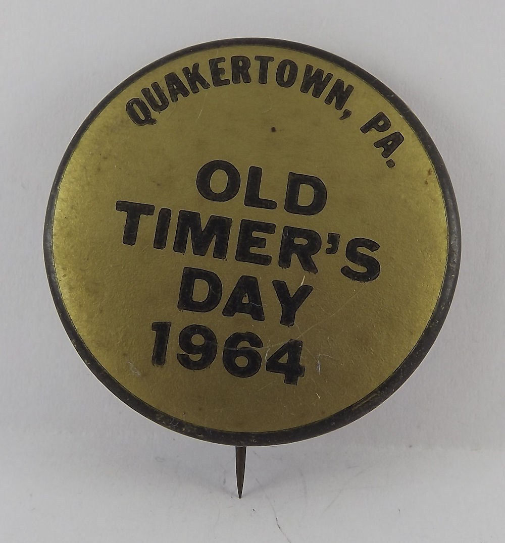 Vintage Old Timers Day 1964 Quakertown Pennsylvania Pin Button Jaycees Vintage Old Timers Day 1964 Quakertown Pennsylvania Pin Button Jaycees