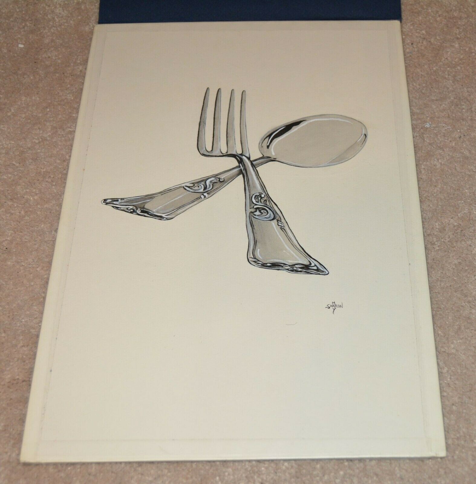 Vintage original Art 1980s board artwork Sharon May