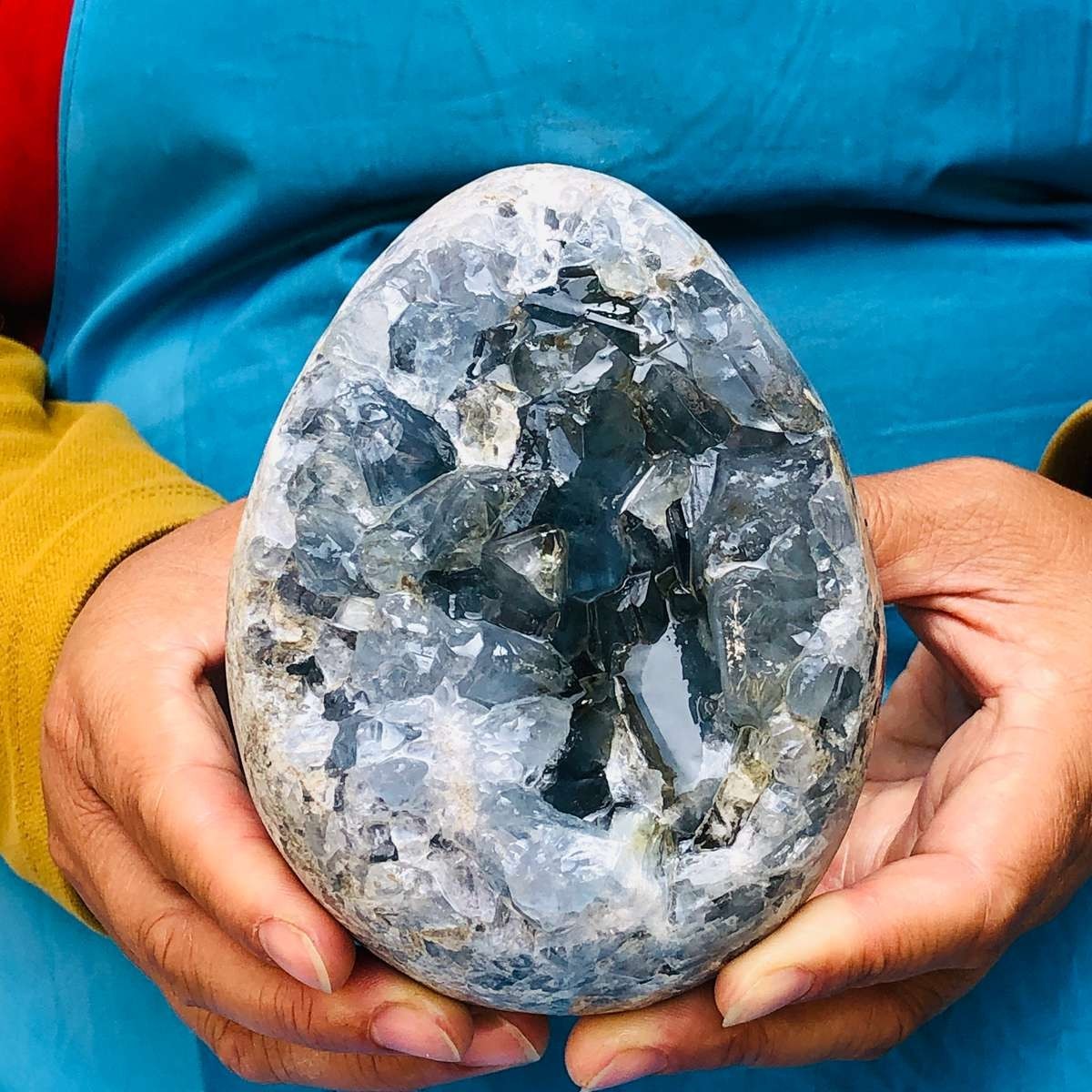 3.96 LB Large Natural Celestite Geode Crystal Cluster Healing Specimen 4531