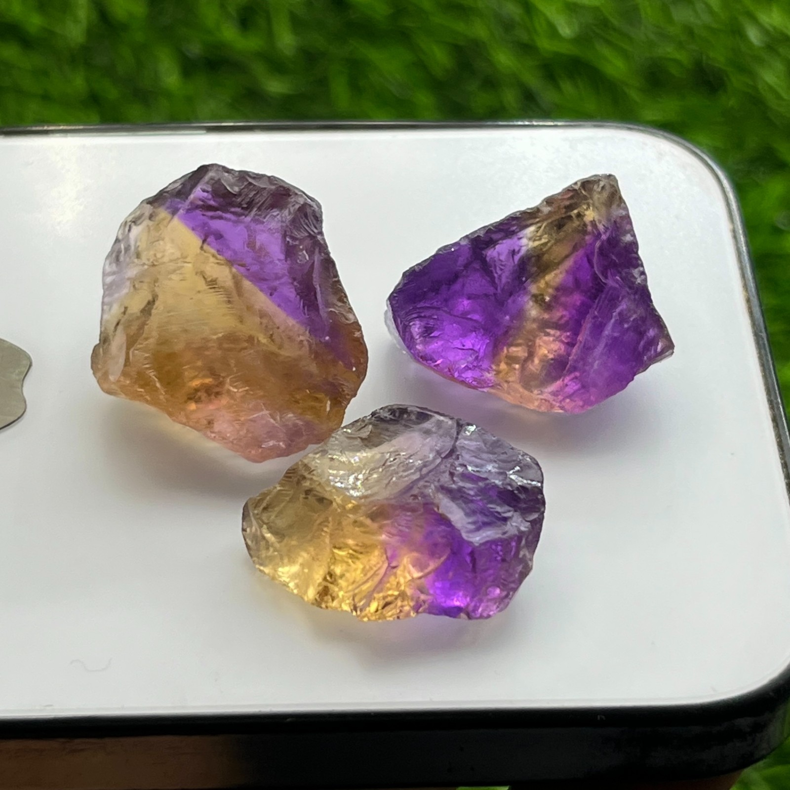 3 Pcs Rare Ametrine Rough Gemstones, 128 Cts, Natural Raw Amethyst and Citrine