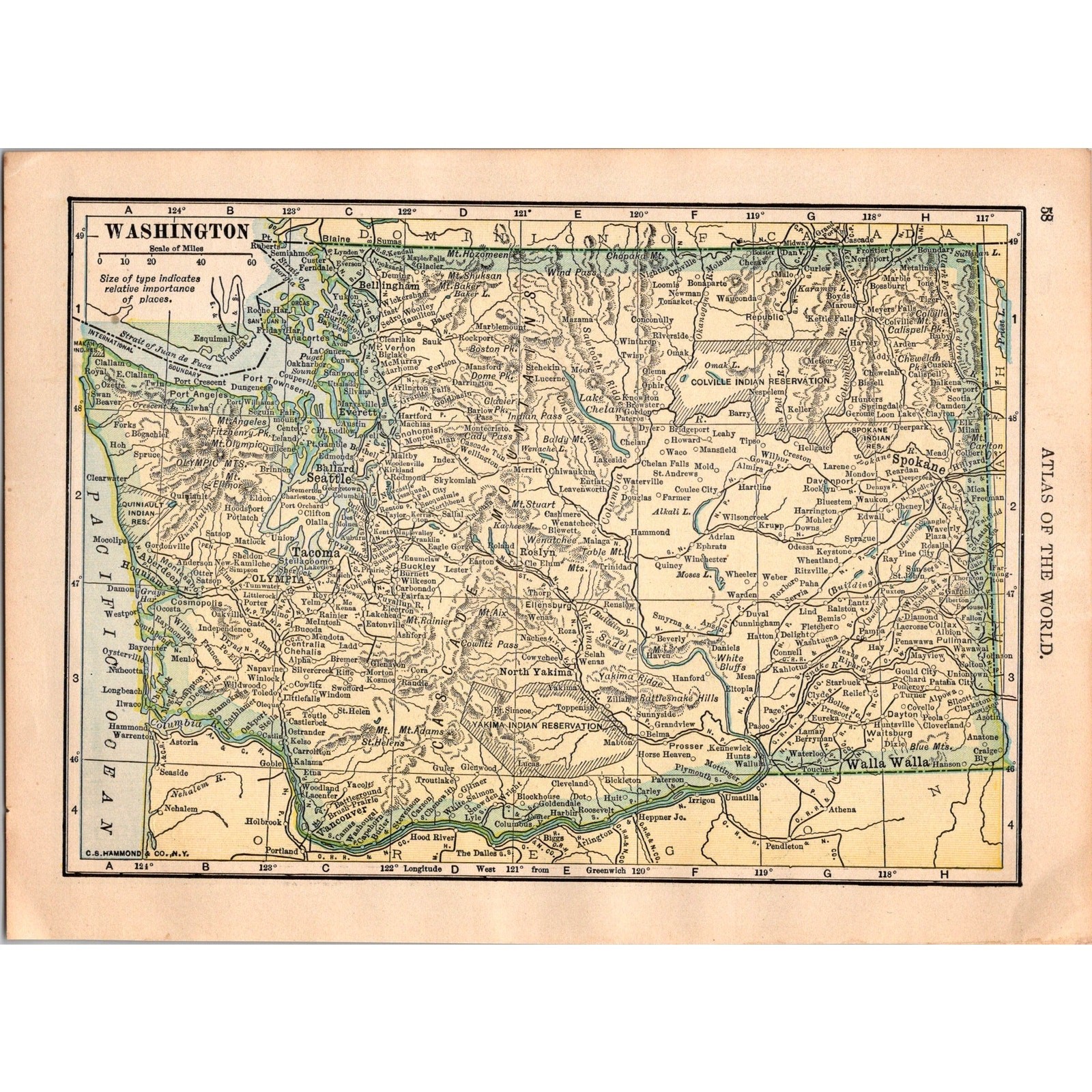 Vintage Map of Washington and Oregon 1910 Map SL1