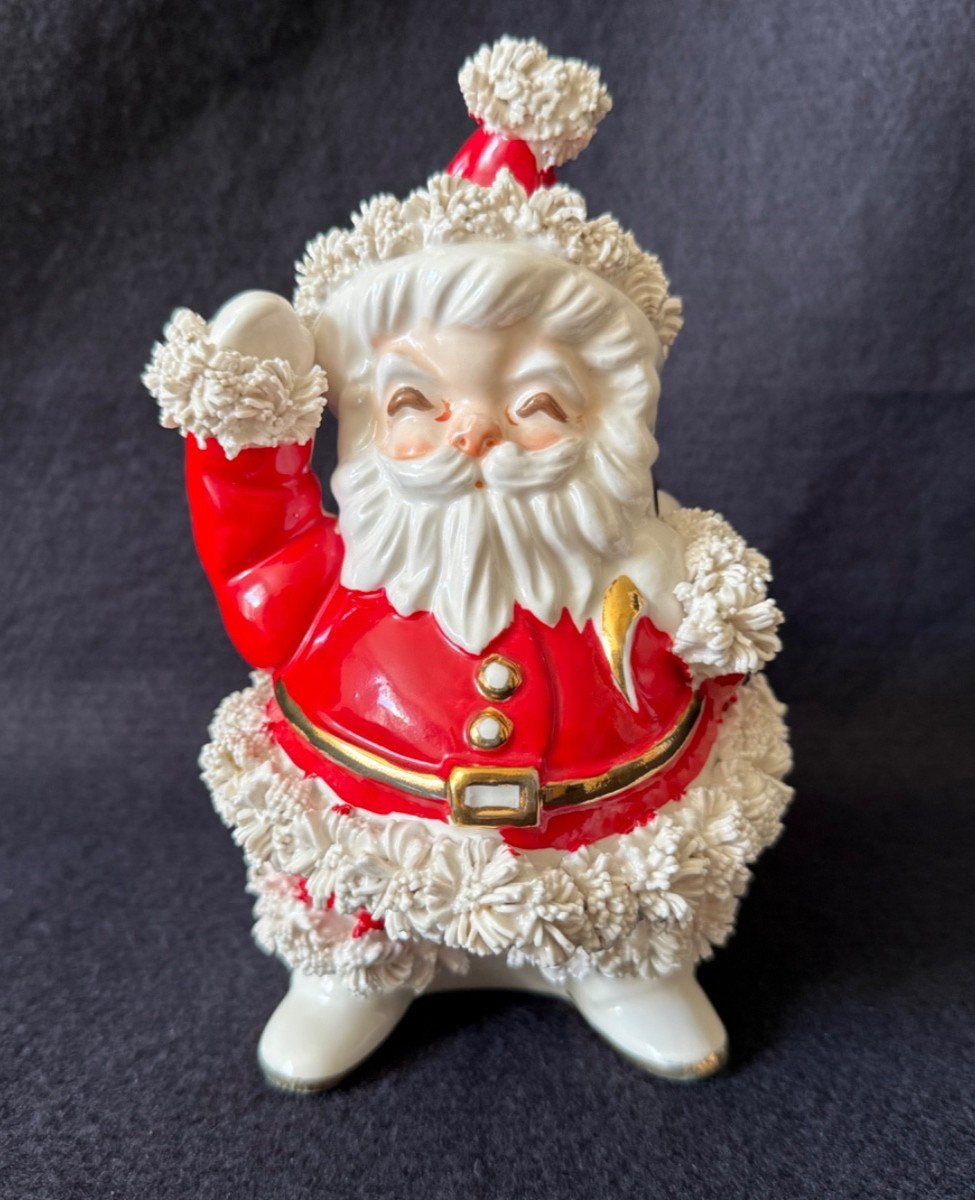 Vintage 1950\'s Napco Spaghetti Santa Claus Christmas Planter w/Sticker~EC