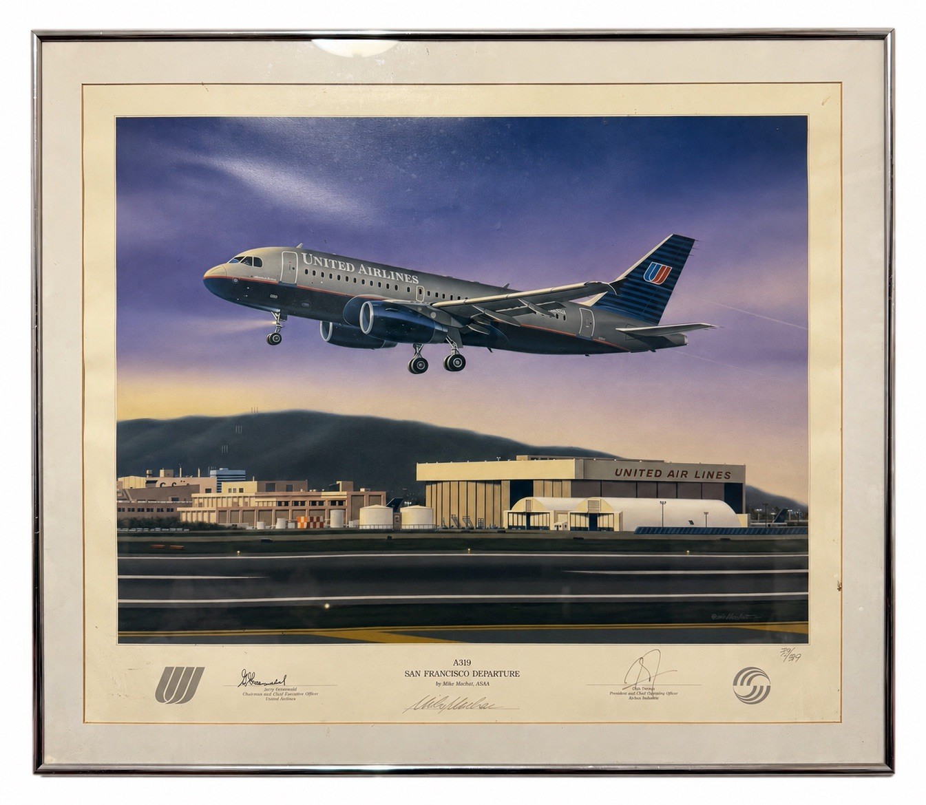 United Airlines A319 “San Francisco Departure” Framed Aviation Print United Airlines A319 “San Francisco Departure” Framed Aviation Print