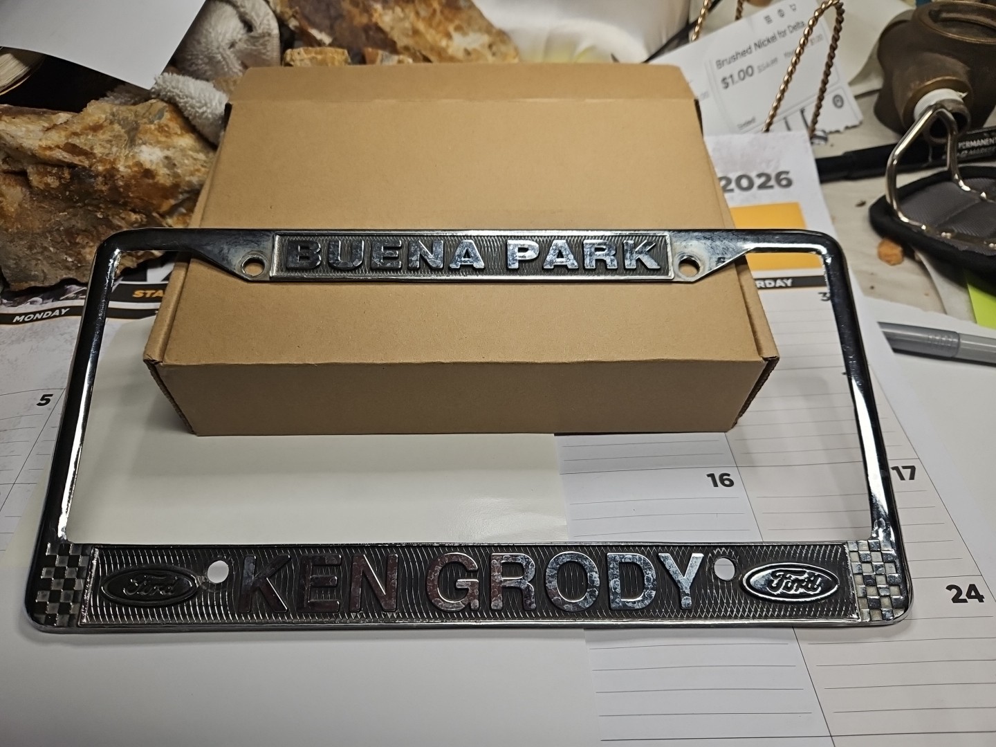 Vintage BUENA PARK KEN GRODY FORD  License Plate Frame