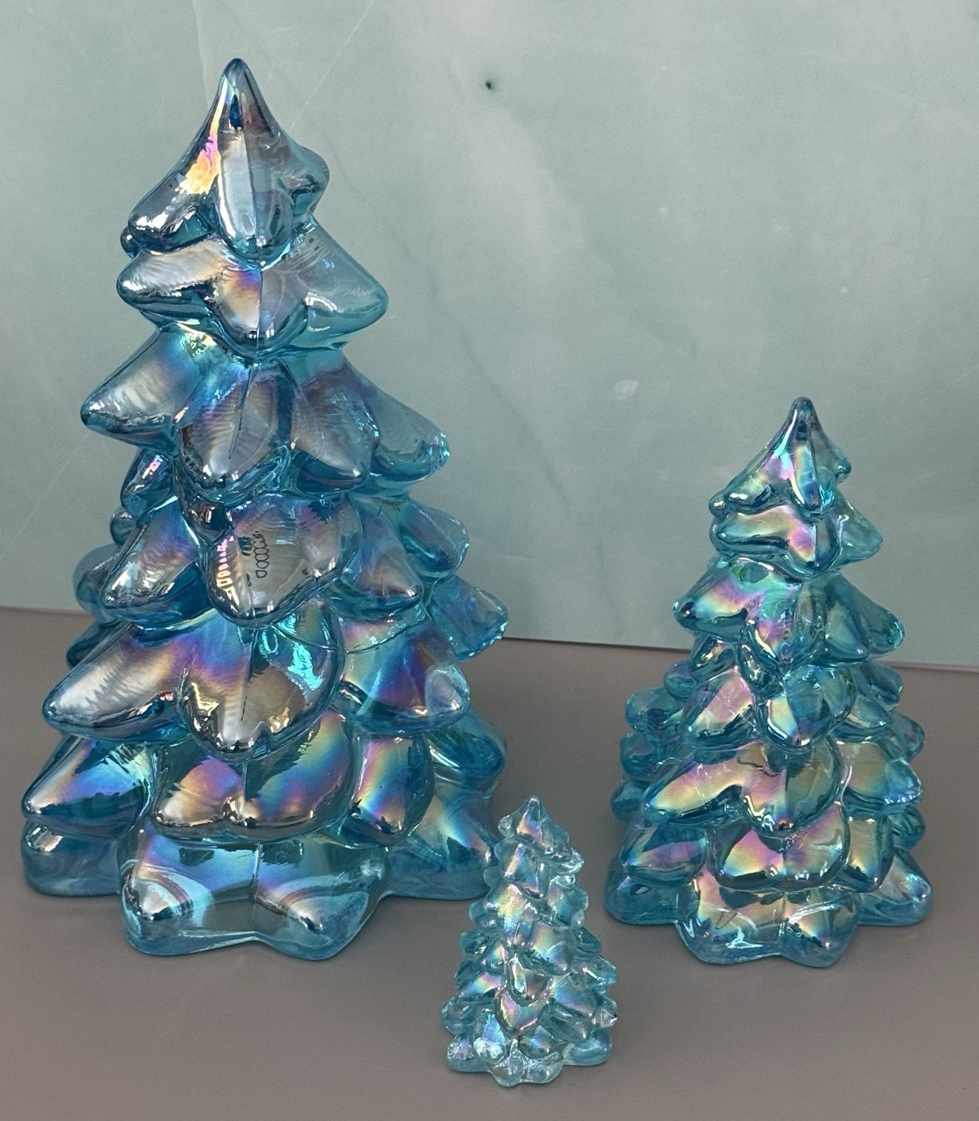 Mosser Glass Christmas Tree Set  3 sizes BUFFETT BLUE CARNIVAL Holiday Christmas