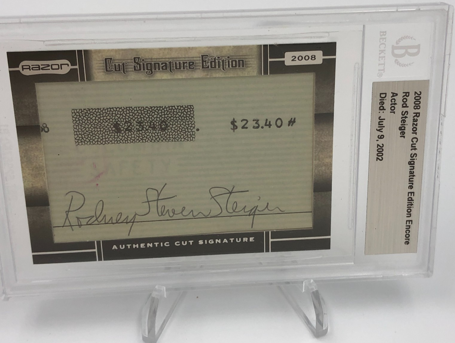 ROD STEIGER AUTO Card BECKETT 2008 Razor Cut Signed IN THE HEAT OF THE NIGHT ROD STEIGER AUTO Card BECKETT 2008 Razor Cut Signed IN THE HEAT OF THE NIGHT