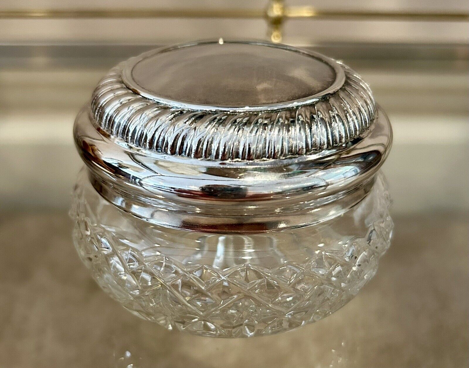 New Waterford Vintage Crystal Iveagh Powder Bowl With Silver Lid
