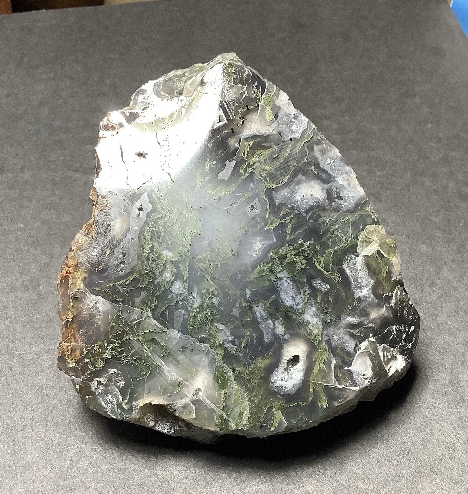 Green Tree Agate Specimen, Collector Grade, 80x80x45mm, 19oz, Face Polish #494 Green Tree Agate Specimen, Collector Grade, 80x80x45mm, 19oz, Face Polish #494