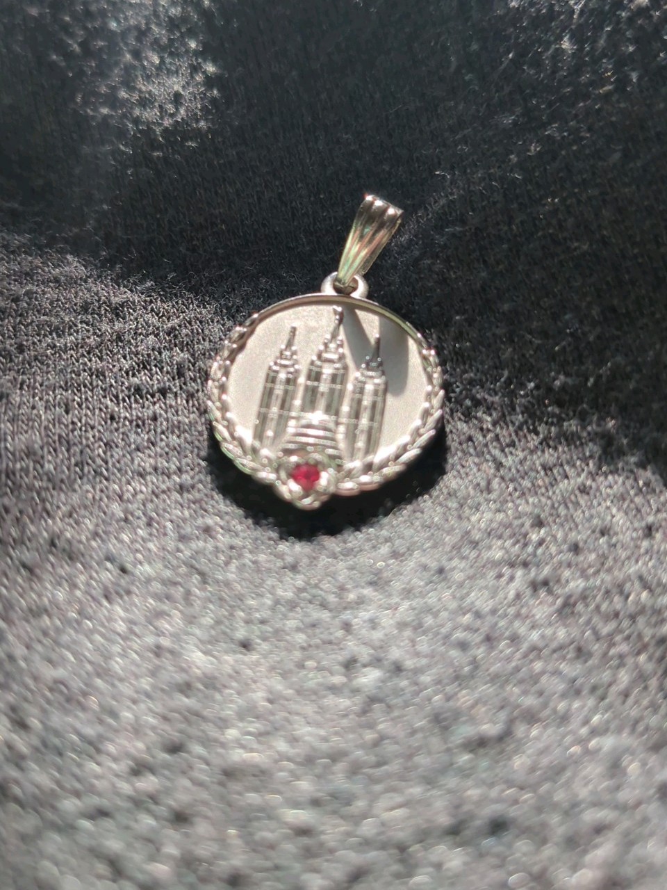 LDS Young Women Personal Progress Medallion Pendant Silver Tone Ruby Red Stone