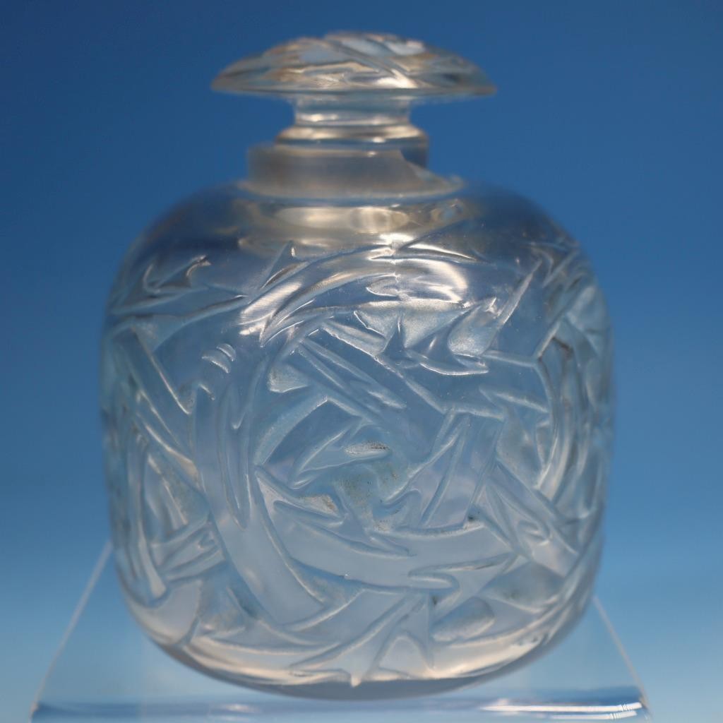René R Lalique - Crystal Epines Thorn Antique Empty Perfume Bottle - 3½ inches