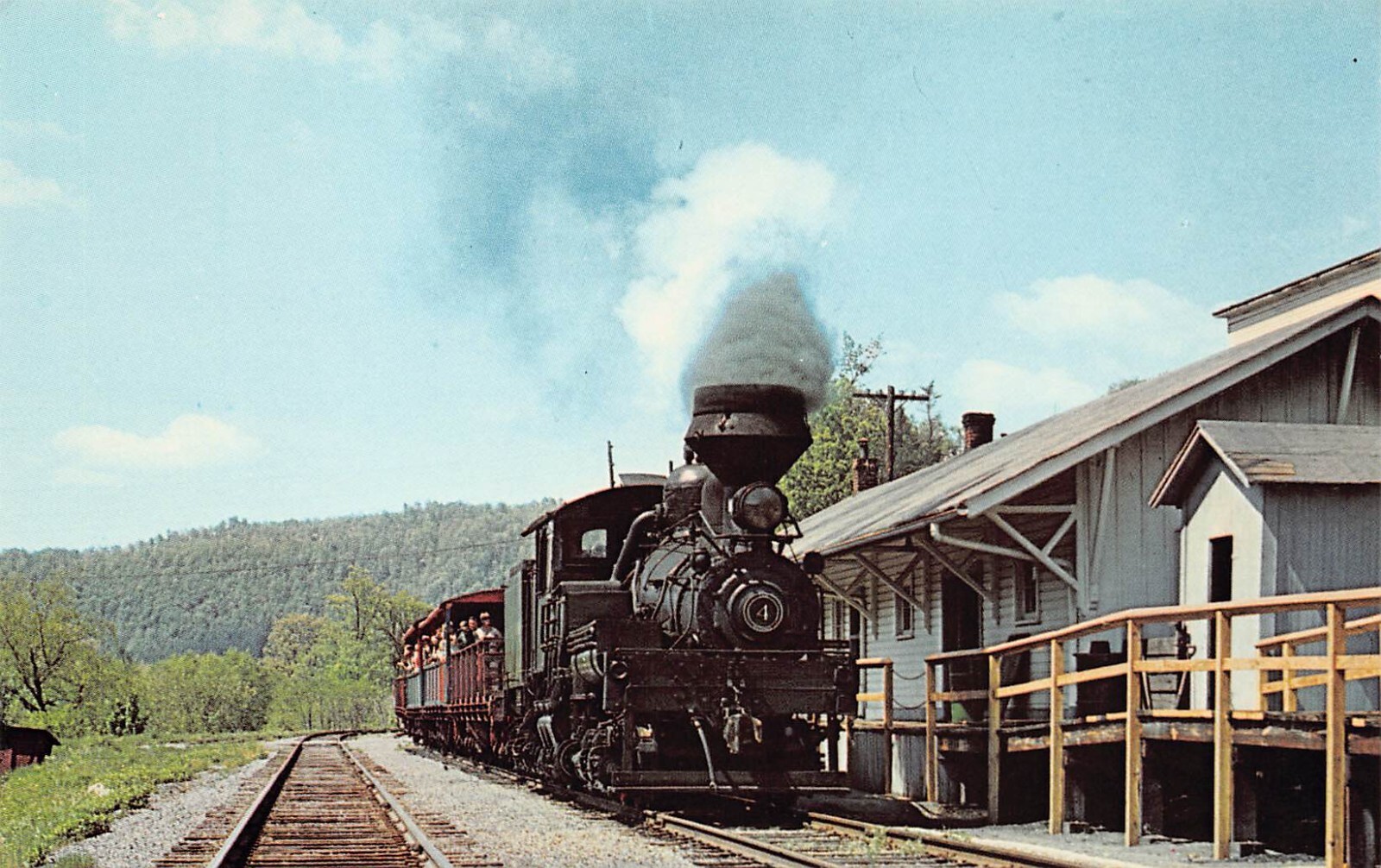 Cass WV Appalachian Trail Railroad Train Depot Station Vtg Postcard C53