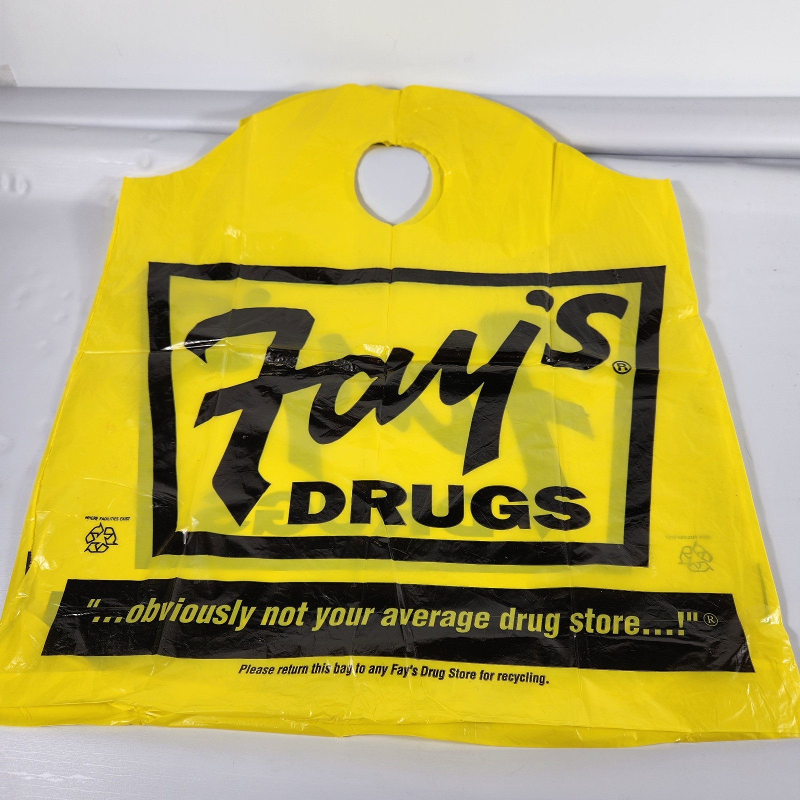 VINTAGE Fay’s Drugs Plastic shopping bag Advertising Bag New York 