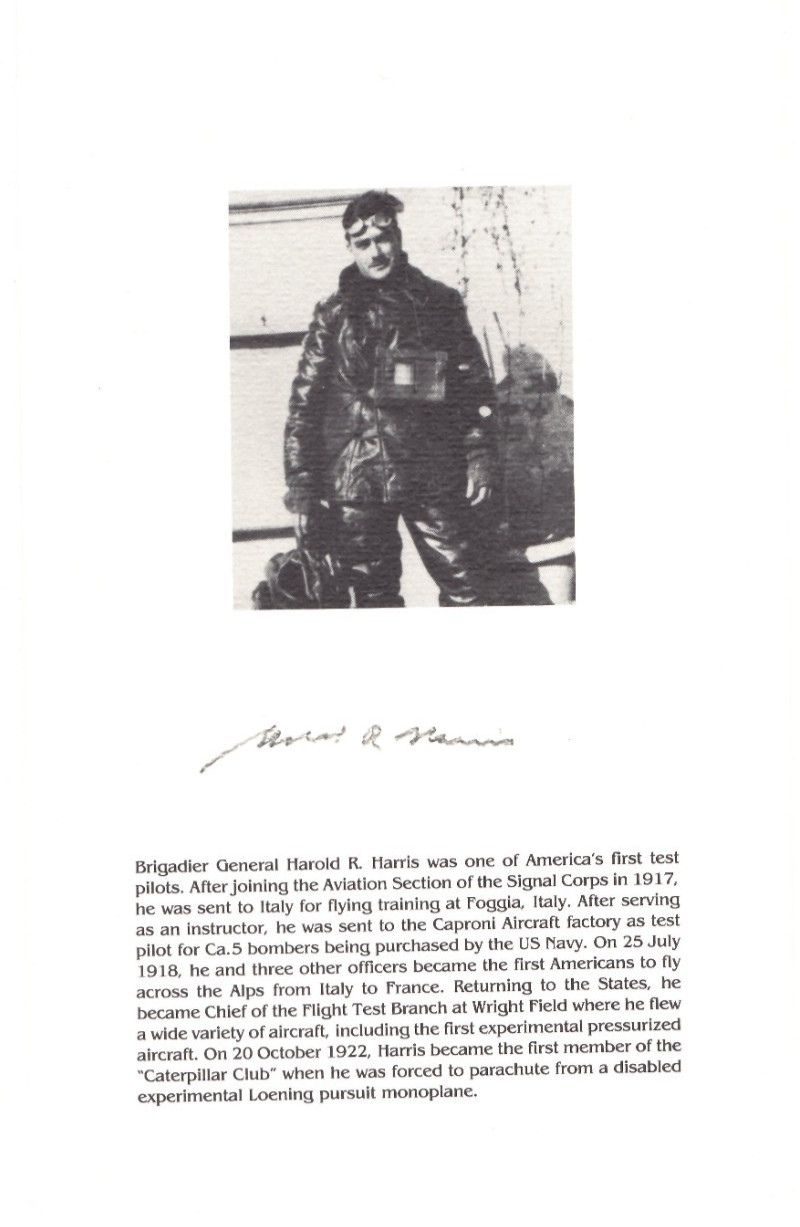Harold R. Harris Signed Lithograph / Autograph World War I Test Pilot