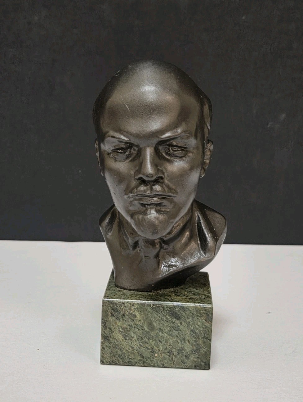 Soviet Russian Solid Metal Bust of Vladimir Lenin Statue Sculpture