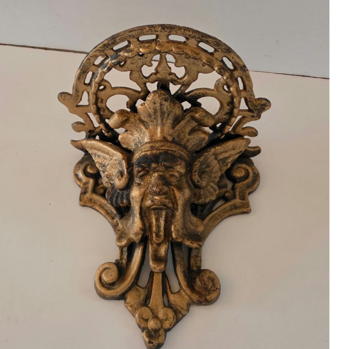 Vtg Cast Iron Gargoyle Wall Shelf Gothic Grotesque 1940\'s 9\