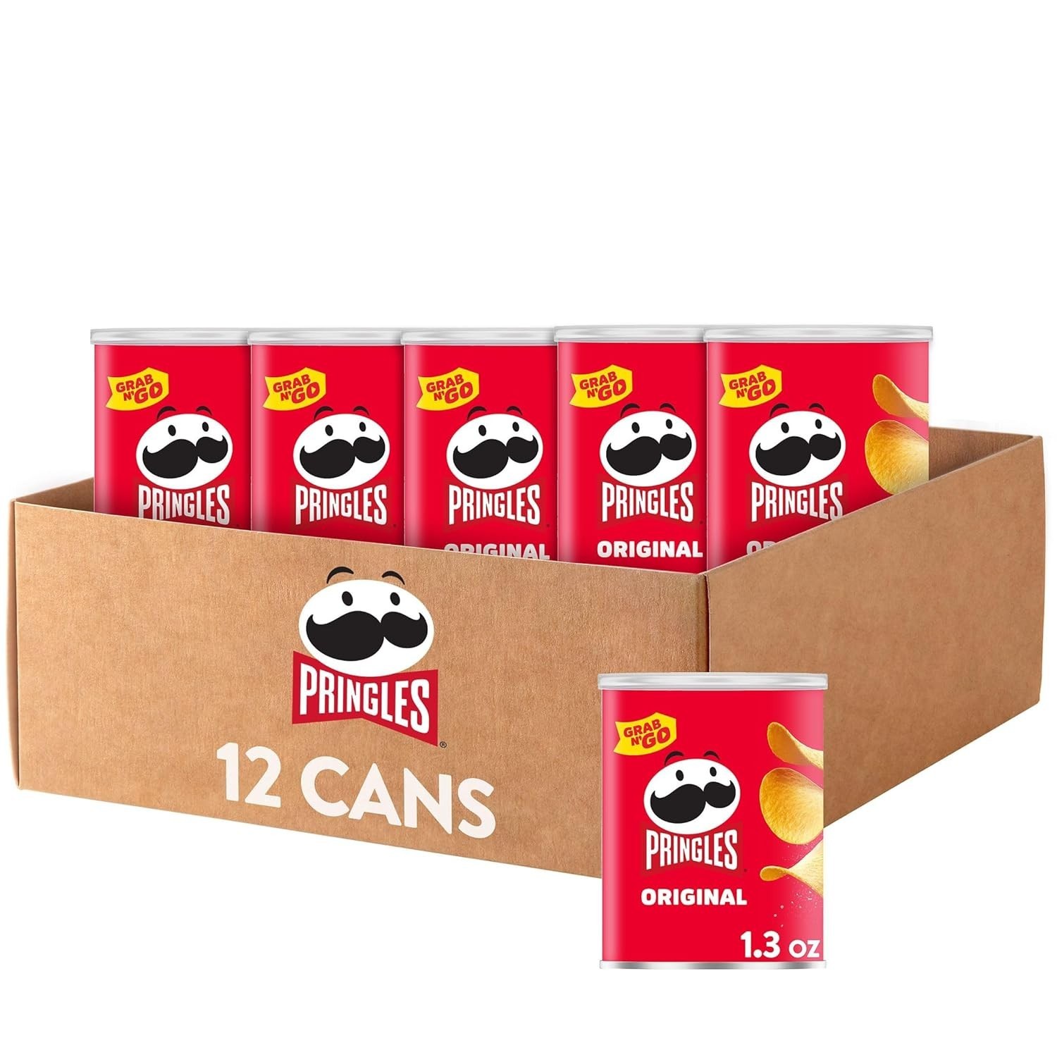 Pringles Potato Crisps Chips, Original 1.3oz cans (12 Pack)