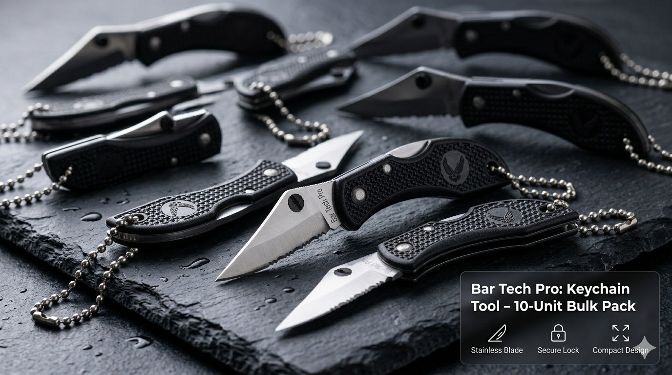 Bartech Pro Small Mini Half-Serrated Key Chain Pocket Knives, 10 Pack Bartech Pro Small Mini Half-Serrated Key Chain Pocket Knives, 10 Pack