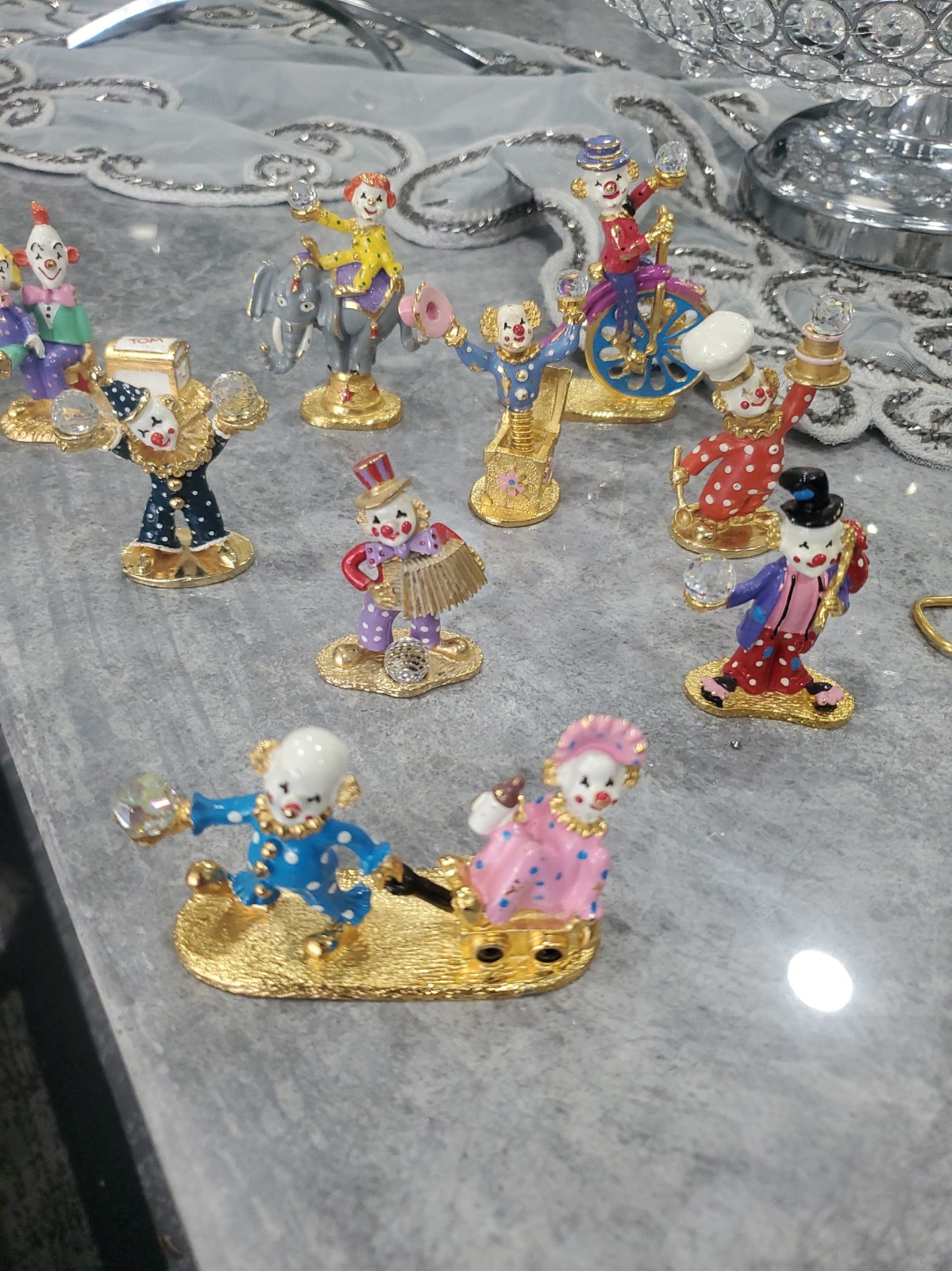 Vintage Spoontiques Pewter Clowns Lot of 9 Pieces 
