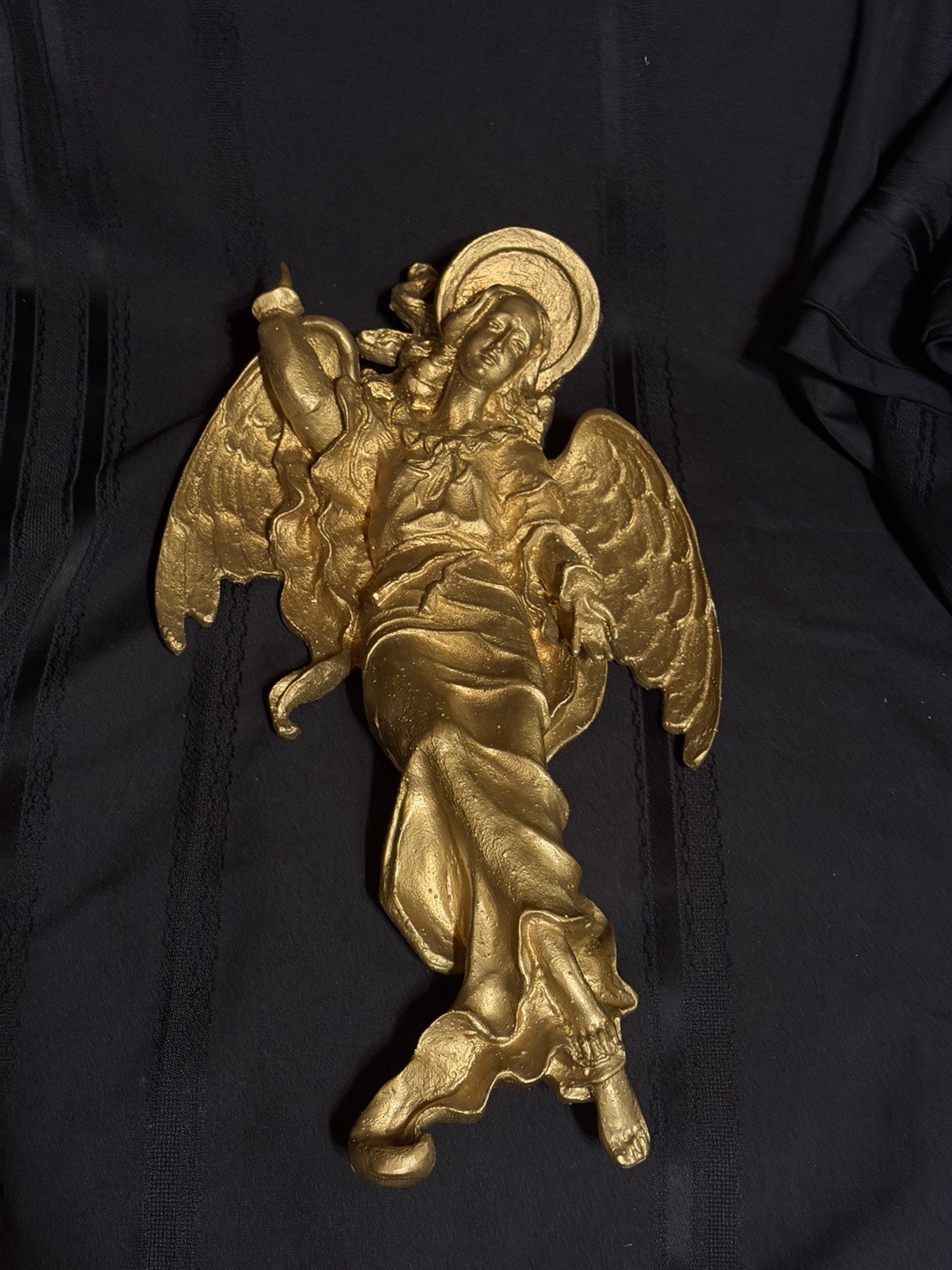 Large art Golden 21 inch Angel Vintage Wall Art Fine Detail