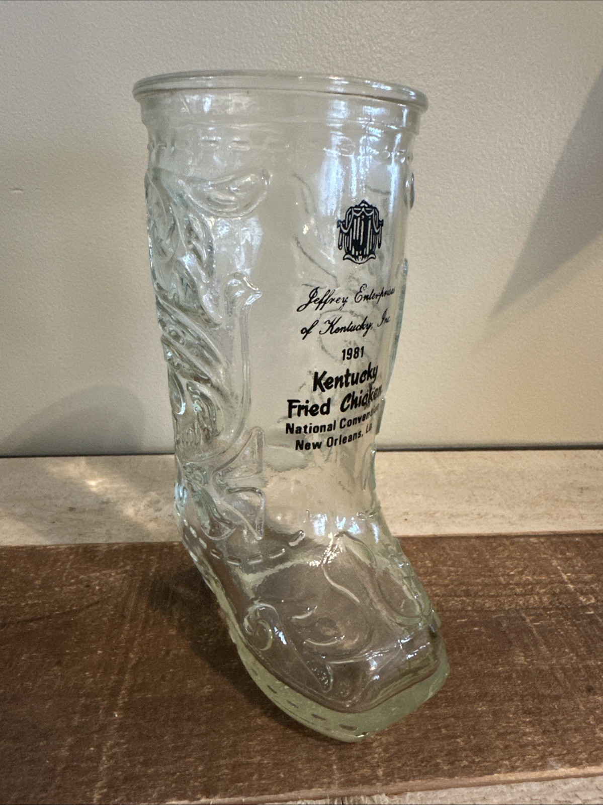 Vintage KFC Kentucky Fried Chicken Cowboy Boot Glass 1981  New Orleans 6”