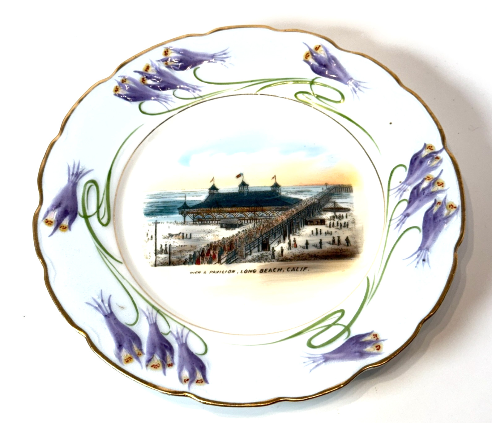 LONG BEACH Pier Pavilion CA CALIFORNIA Antique Souvenir China Dish Plate LONG BEACH Pier Pavilion CA CALIFORNIA Antique Souvenir China Dish Plate