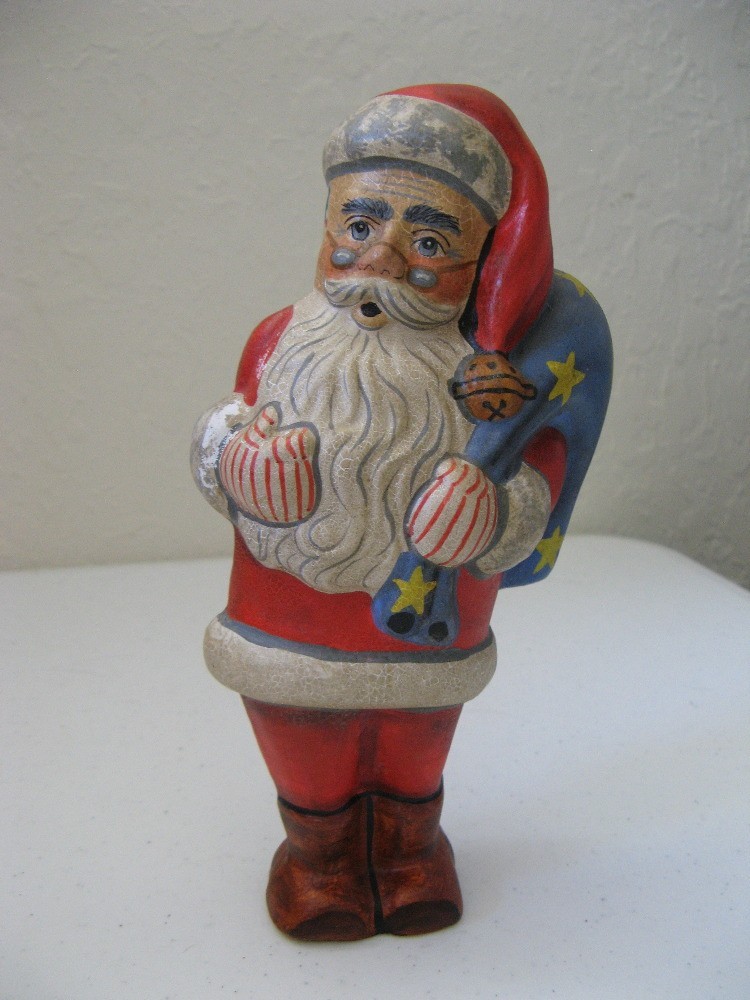 Vintage Vaillancourt Folk Art Starlight Santa Figurine # 11 Signed 7-1/2\ Vintage Vaillancourt Folk Art Starlight Santa Figurine # 11 Signed 7-1/2\