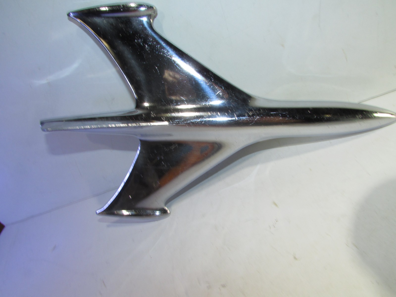 1950s Vintage 1953 Ford Airplane Jet Car hood ornament Nice Chrome