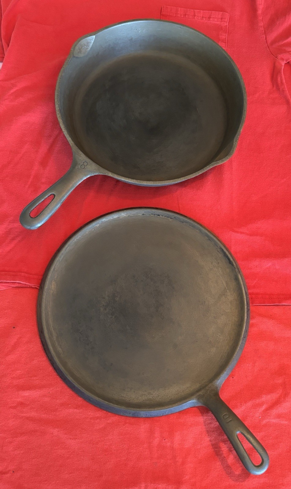 GRISWALD - SKILLET AND GRIDDLE-ERIE PA. 609 H GRIDDLE & 10.5” SKILLET - VINTAGE 