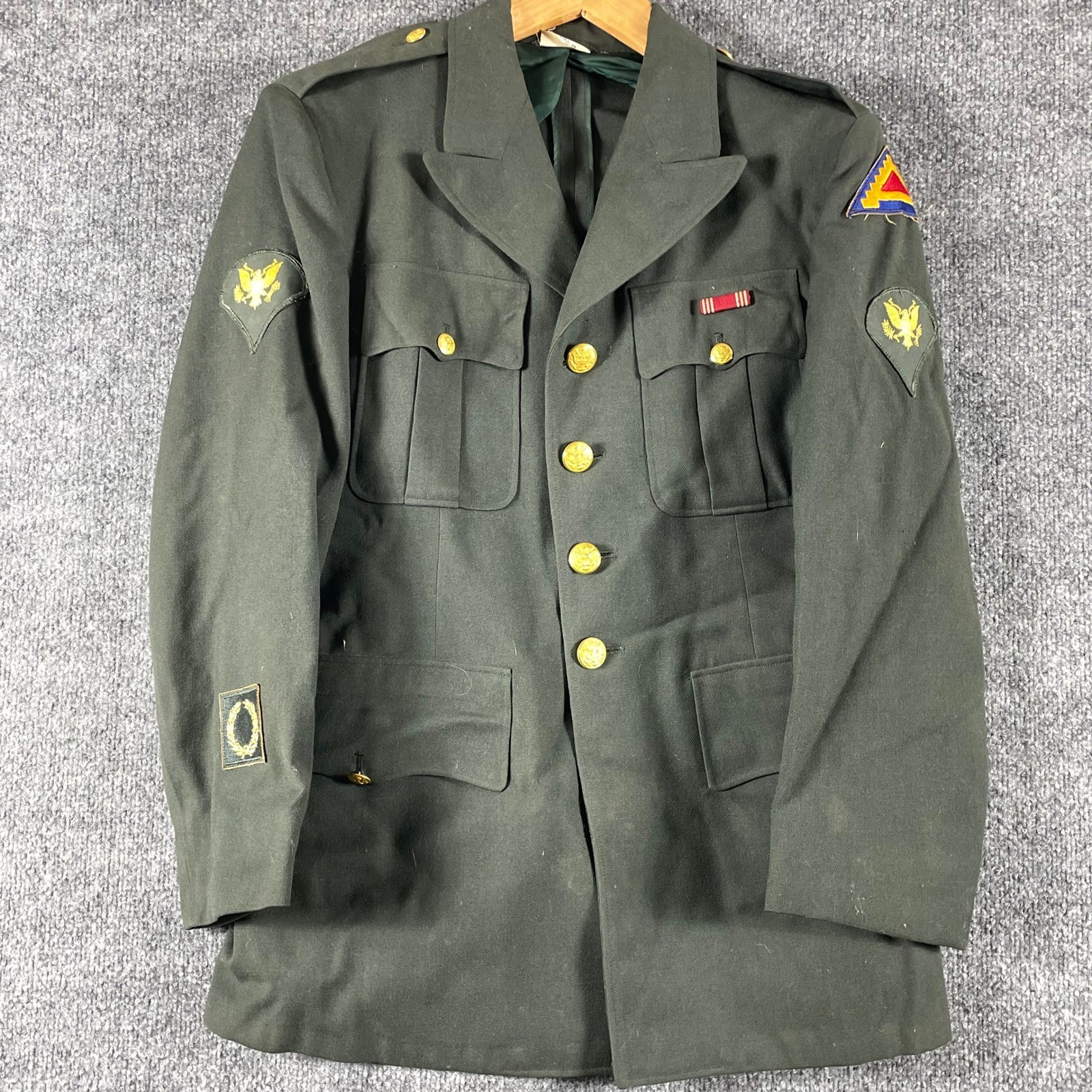 VTG US Army Coat Mens 36S Green Wool Seventh Army Patch Specialist AG44 Korean VTG US Army Coat Mens 36S Green Wool Seventh Army Patch Specialist AG44 Korean