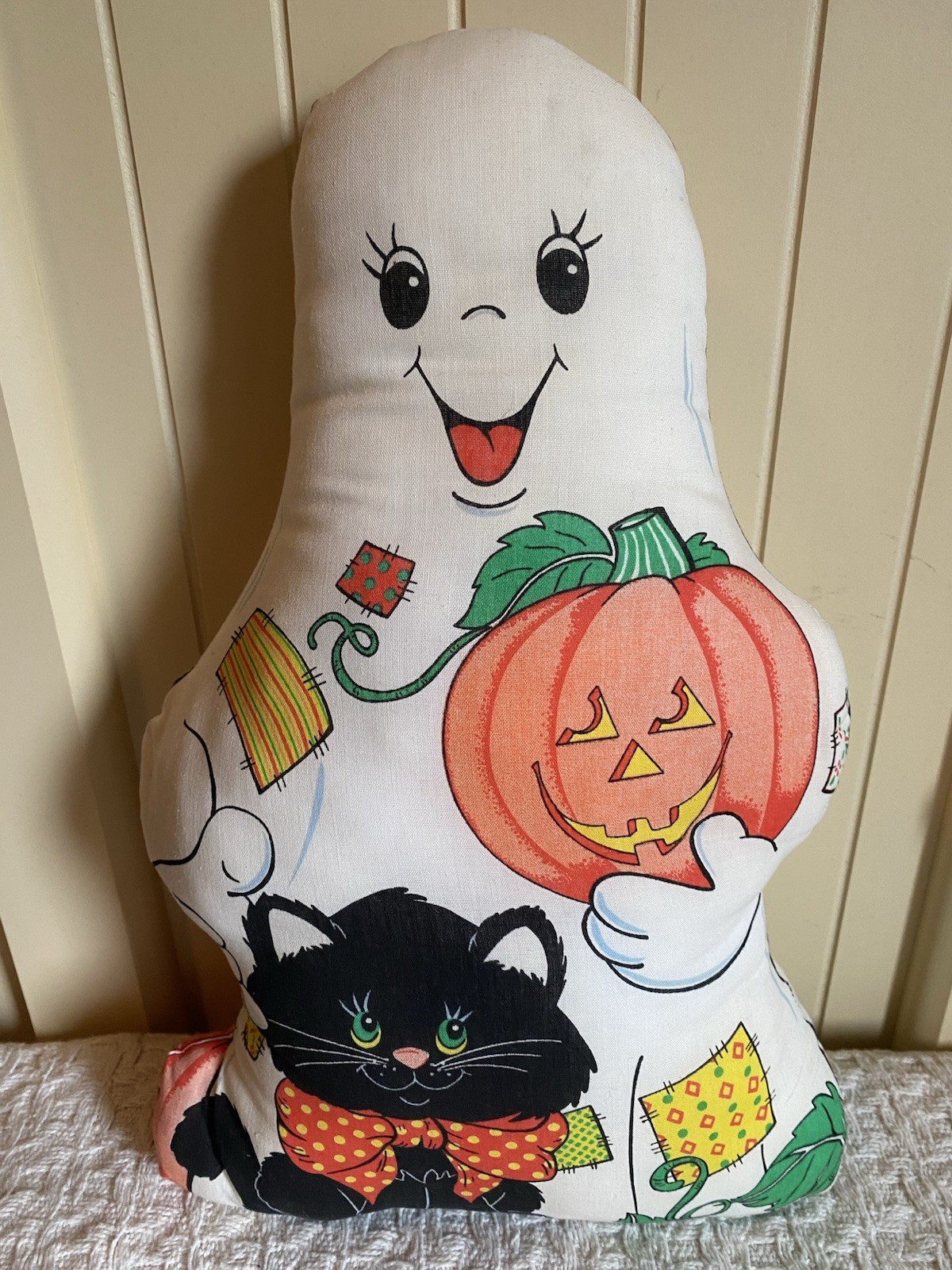 Vintage Halloween Cut N Sew Ghost Pillow Cat Mouse Pumpkin Handmade 1970s RARE Vintage Halloween Cut N Sew Ghost Pillow Cat Mouse Pumpkin Handmade 1970s RARE
