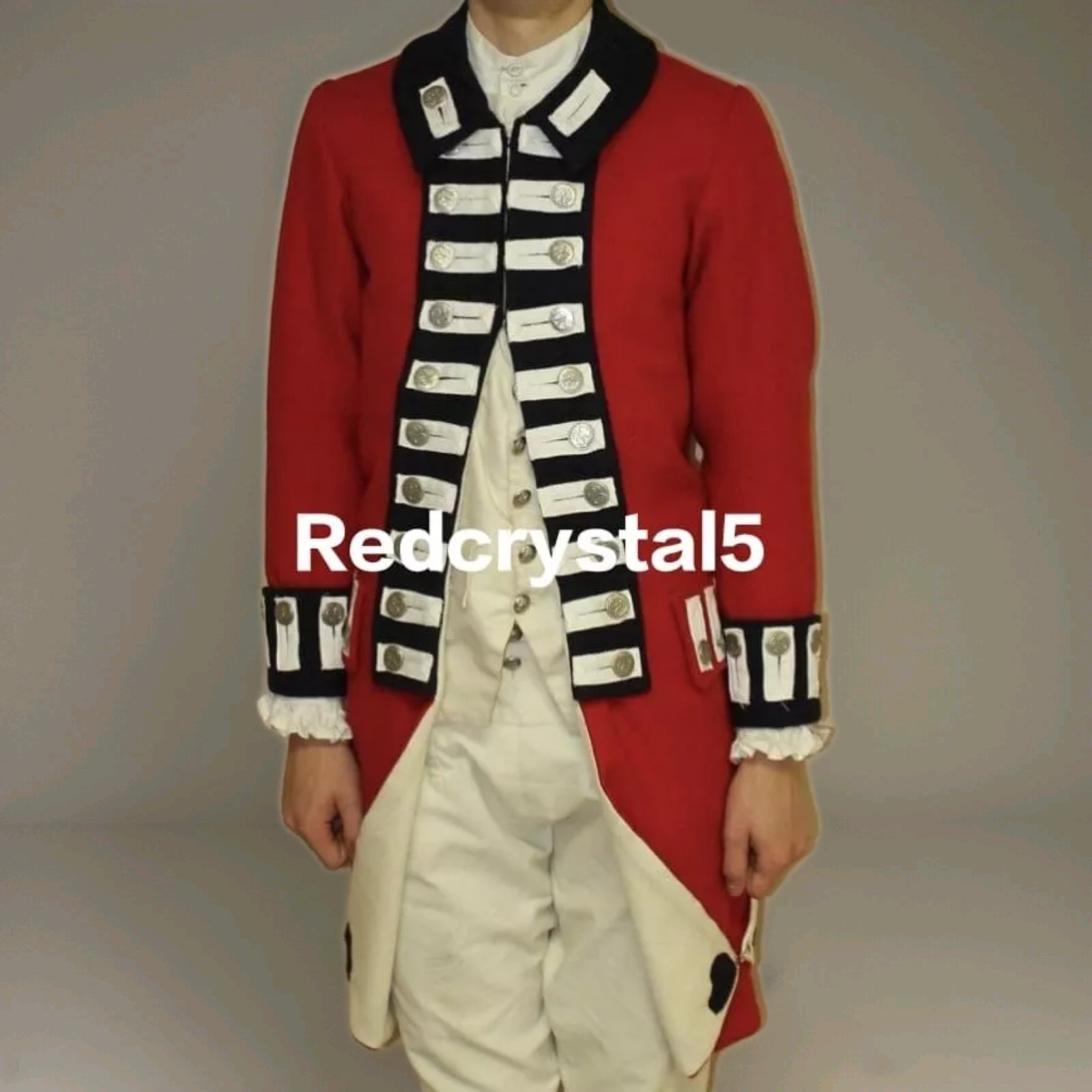 New Red British 1770s Military With Black Lapel Wool Men's Jacket Fast Shipping New Red British 1770s Military With Black Lapel Wool Men's Jacket Fast Shipping