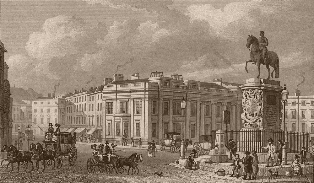 CHARING CROSS. Street view. London. SHEPHERD 1828 old antique print picture
